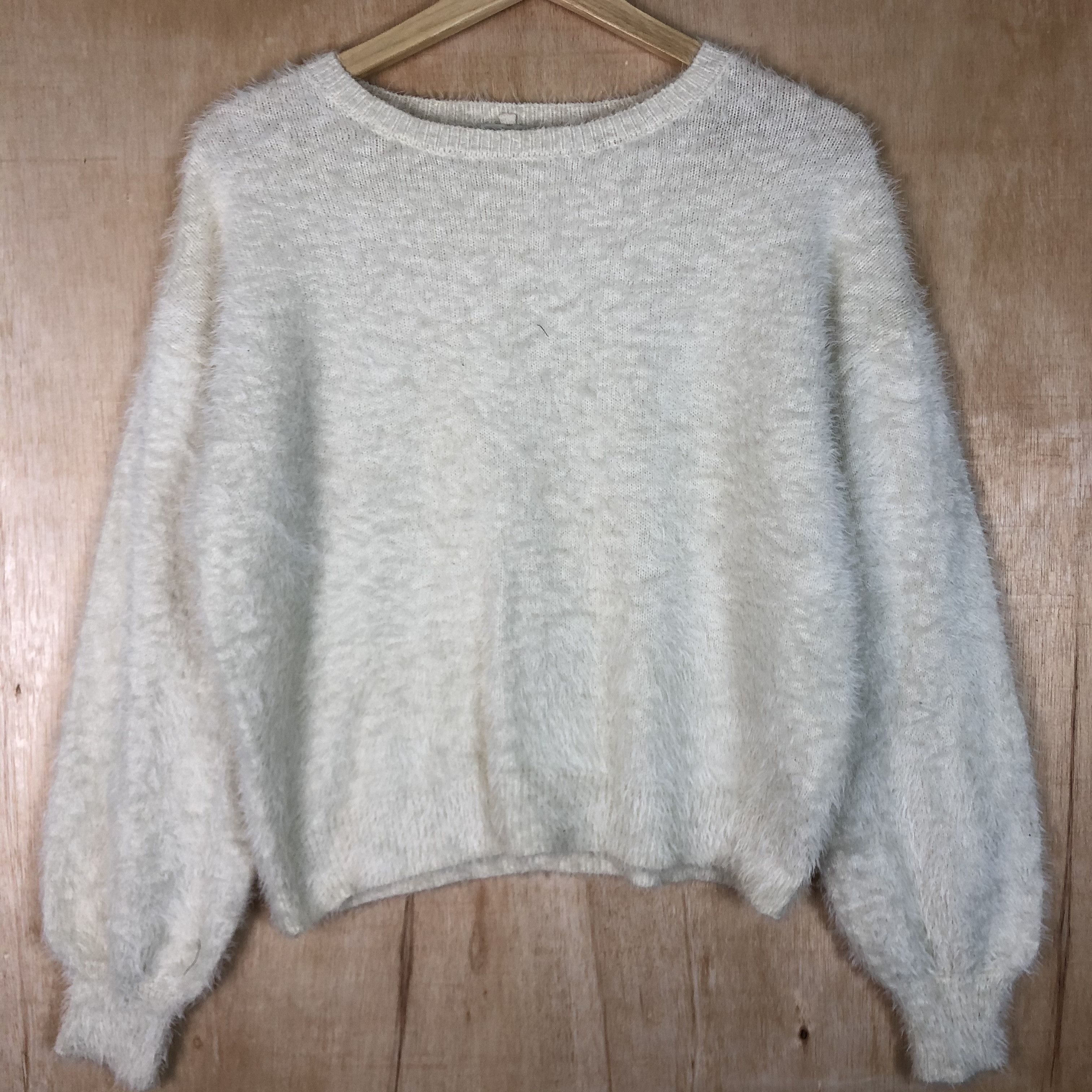 Homespun Knitwear × Japanese Brand DLL Earth Music & Ecology White Mohair shaggy Knitwear #c075 Size US S / EU 44-46 / 1 - 3 Thumbnail
