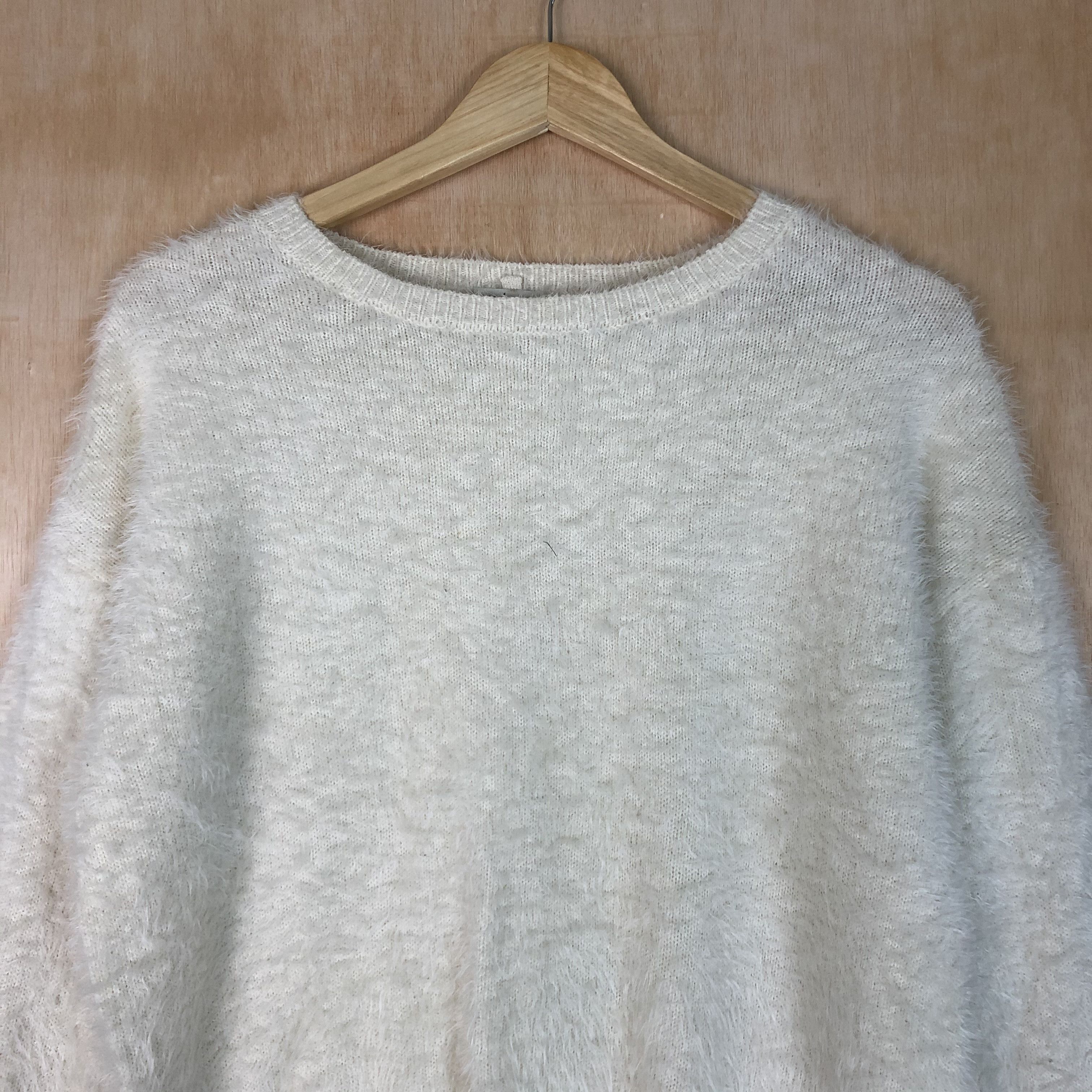 Homespun Knitwear × Japanese Brand DLL Earth Music & Ecology White Mohair shaggy Knitwear #c075 Size US S / EU 44-46 / 1 - 2 Thumbnail