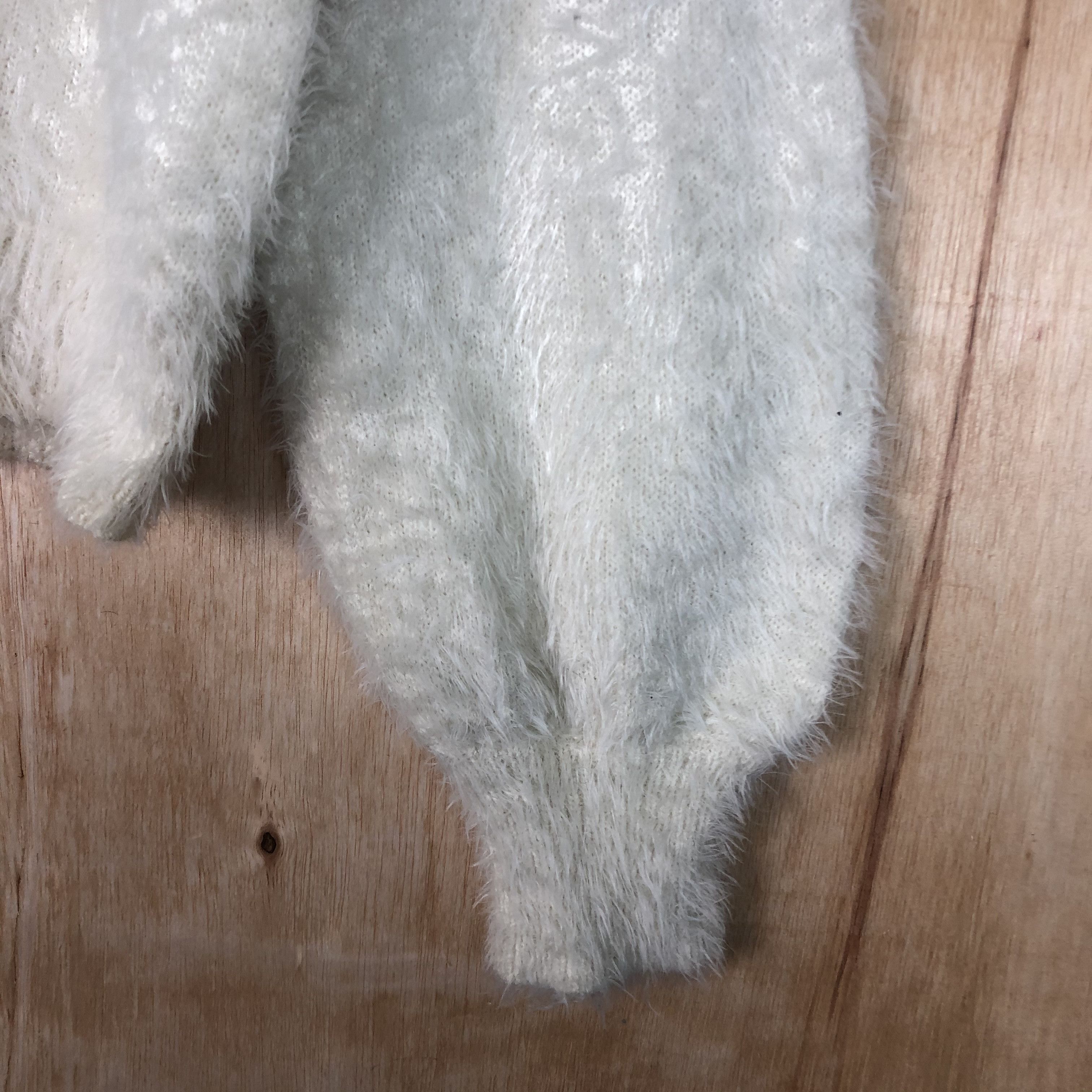 Homespun Knitwear × Japanese Brand DLL Earth Music & Ecology White Mohair shaggy Knitwear #c075 Size US S / EU 44-46 / 1 - 4 Thumbnail