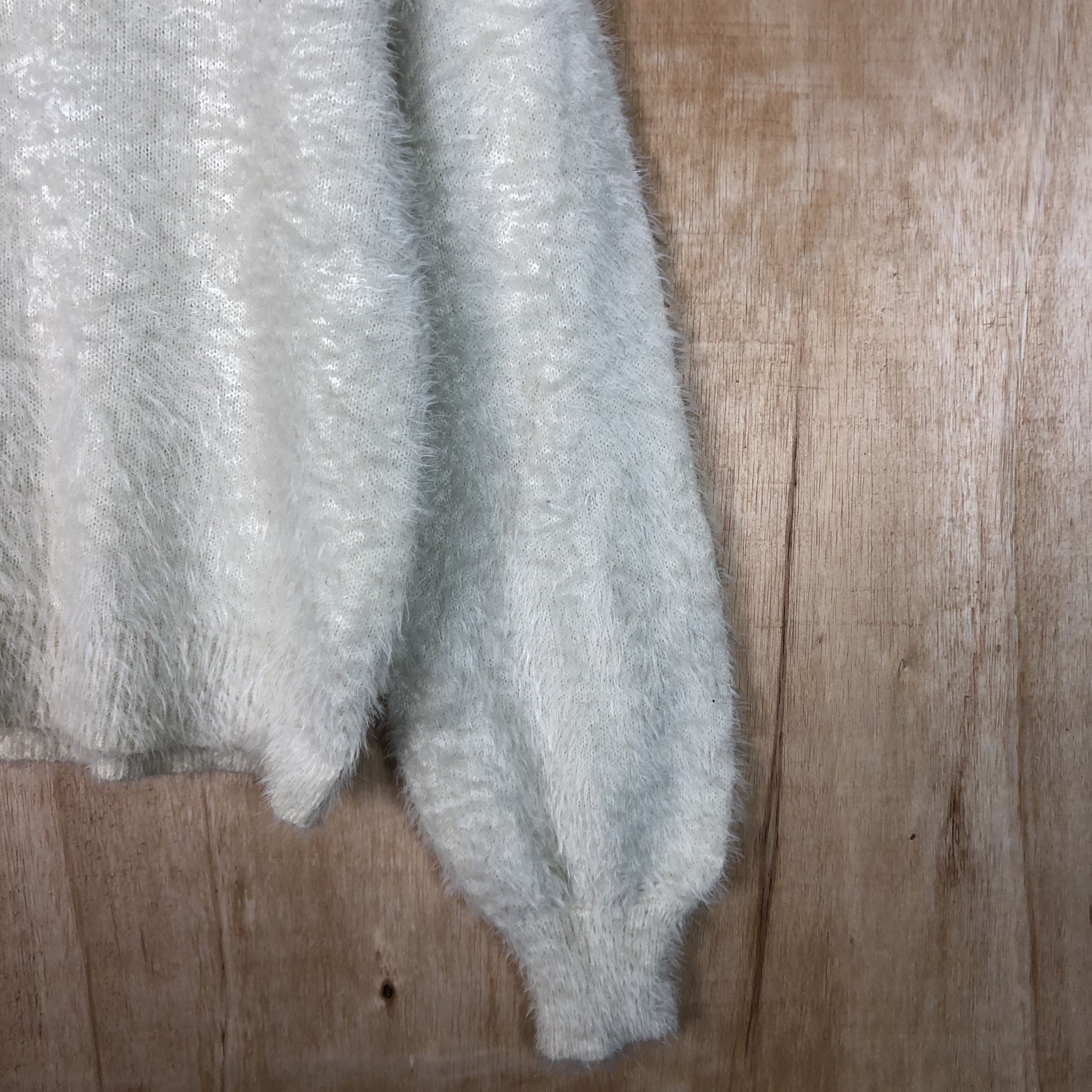 Homespun Knitwear × Japanese Brand DLL Earth Music & Ecology White Mohair shaggy Knitwear #c075 Size US S / EU 44-46 / 1 - 5 Thumbnail