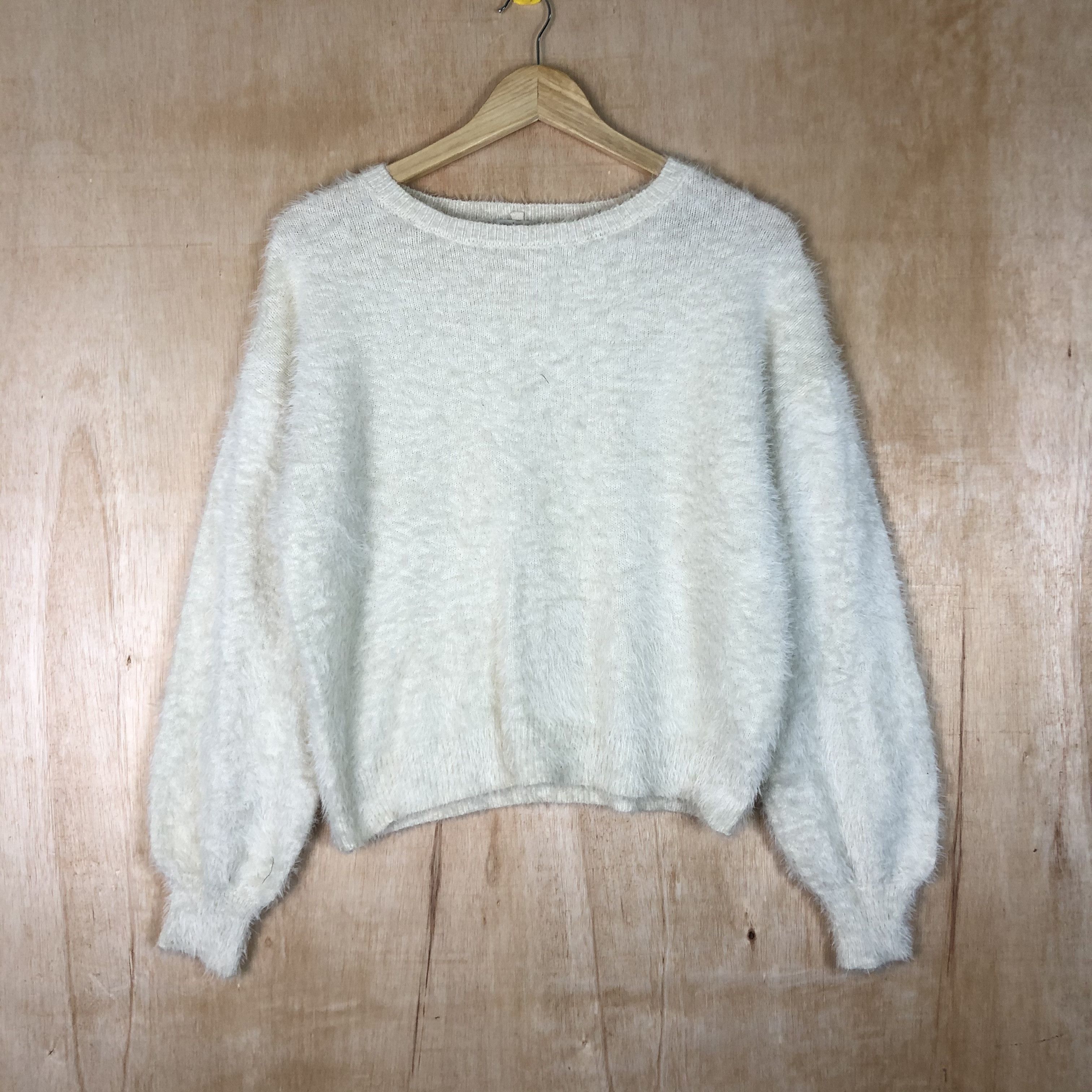 Homespun Knitwear × Japanese Brand DLL Earth Music & Ecology White Mohair shaggy Knitwear #c075 Size US S / EU 44-46 / 1 - 1 Thumbnail