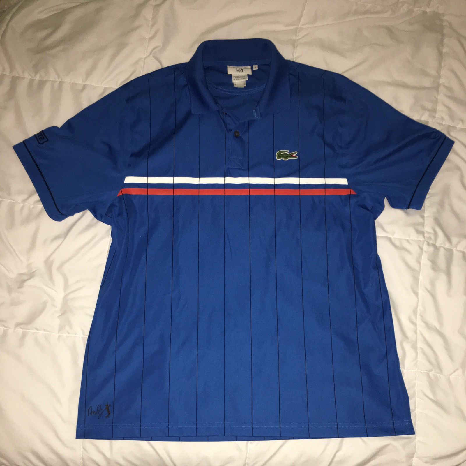LACOSTE SPORT men's XS size 3, 100% POLY POLO SHIRT in Navy