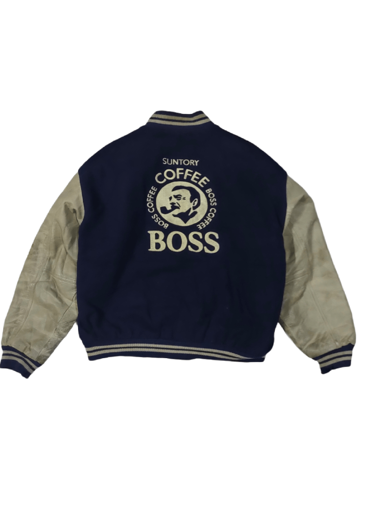 🔥HOT ITEM SANTORY COFFEE BOSS VARSITY JACKETS WOOL/LEATHER