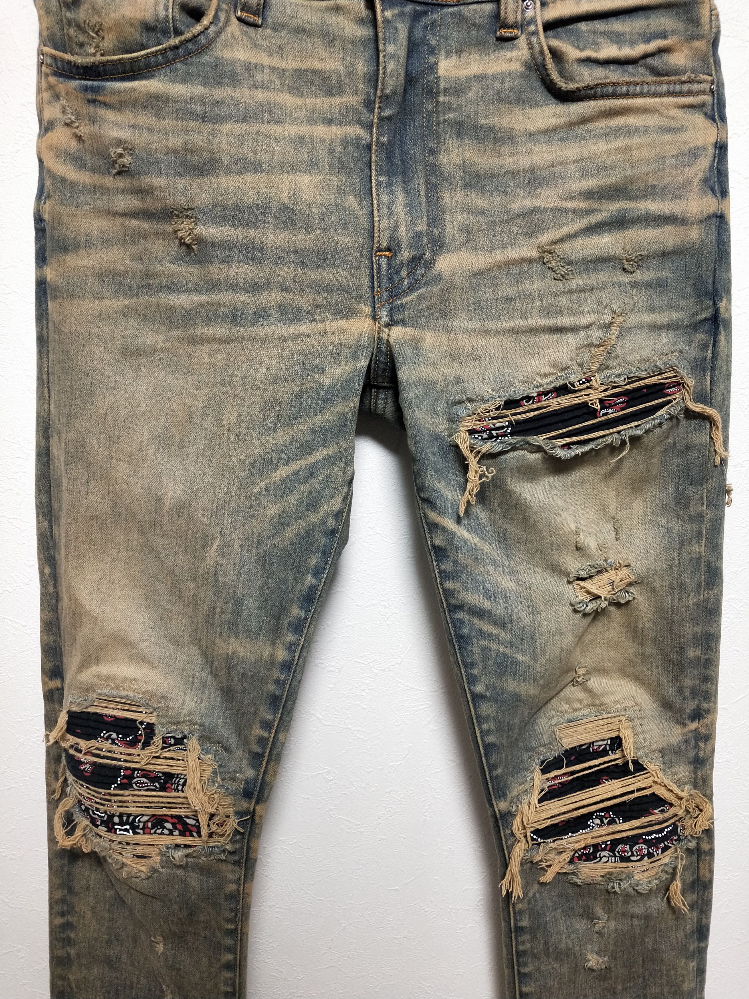 AMIRI MX1 DIRTY INDIGO BANDANA PATCH JEANS SIZE 33 | eBay