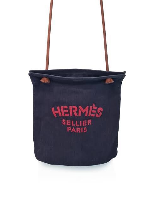 Hermes Canvas Aline Grooming Bag Craie Blue Jean