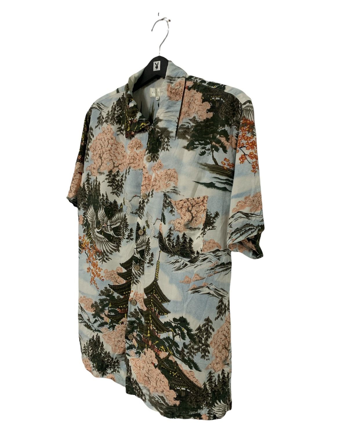 Japanese Brand Five Storeys Pagoda Pattern Rayon Hawaiian Shirt Size US M / EU 48-50 / 2 - 3 Thumbnail