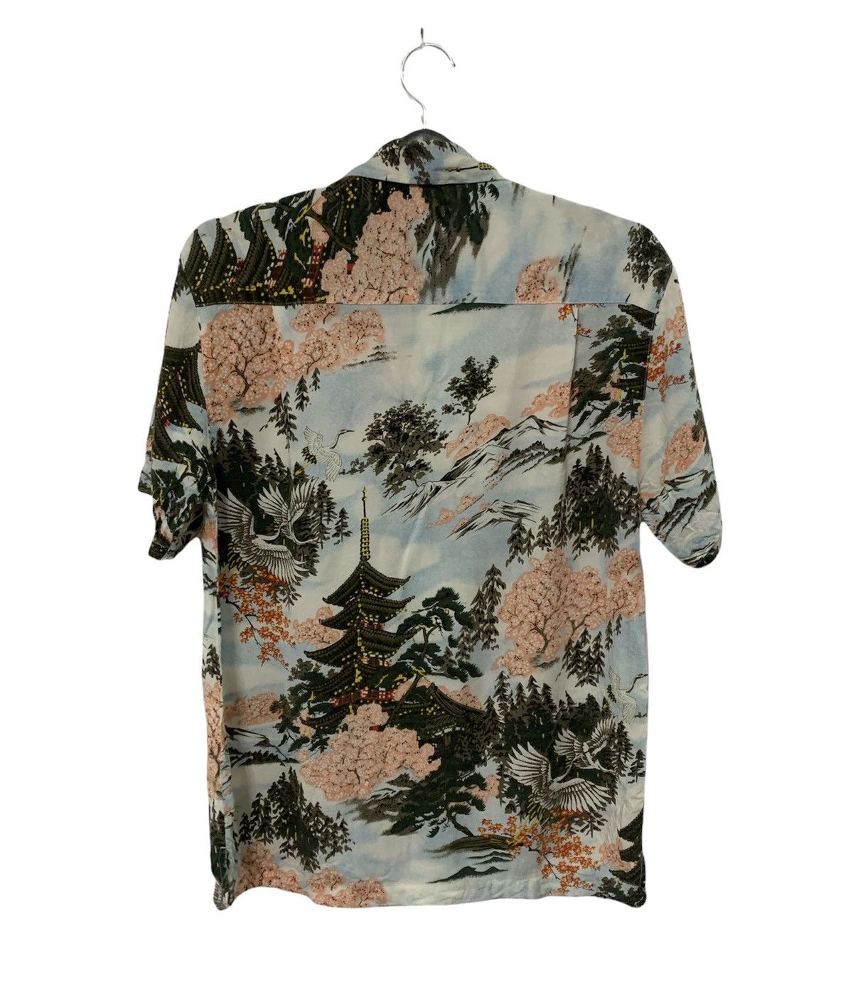 Japanese Brand Five Storeys Pagoda Pattern Rayon Hawaiian Shirt Size US M / EU 48-50 / 2 - 2 Thumbnail