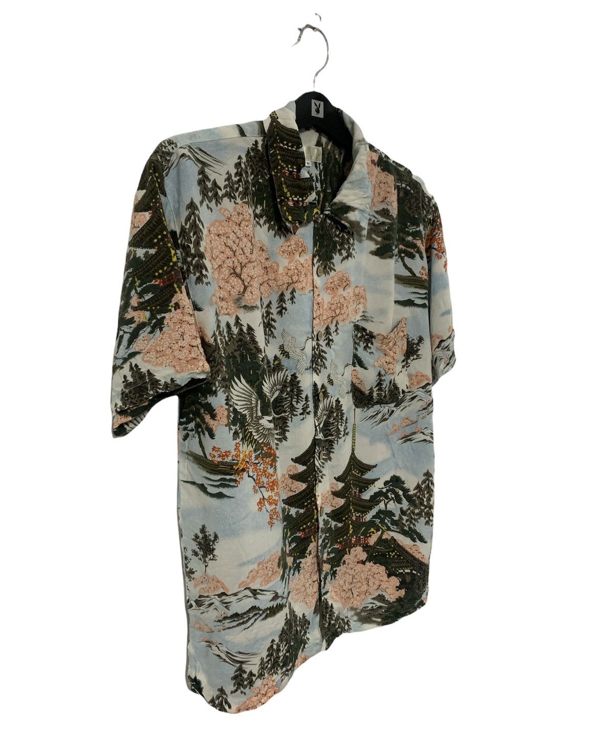 Japanese Brand Five Storeys Pagoda Pattern Rayon Hawaiian Shirt Size US M / EU 48-50 / 2 - 4 Thumbnail