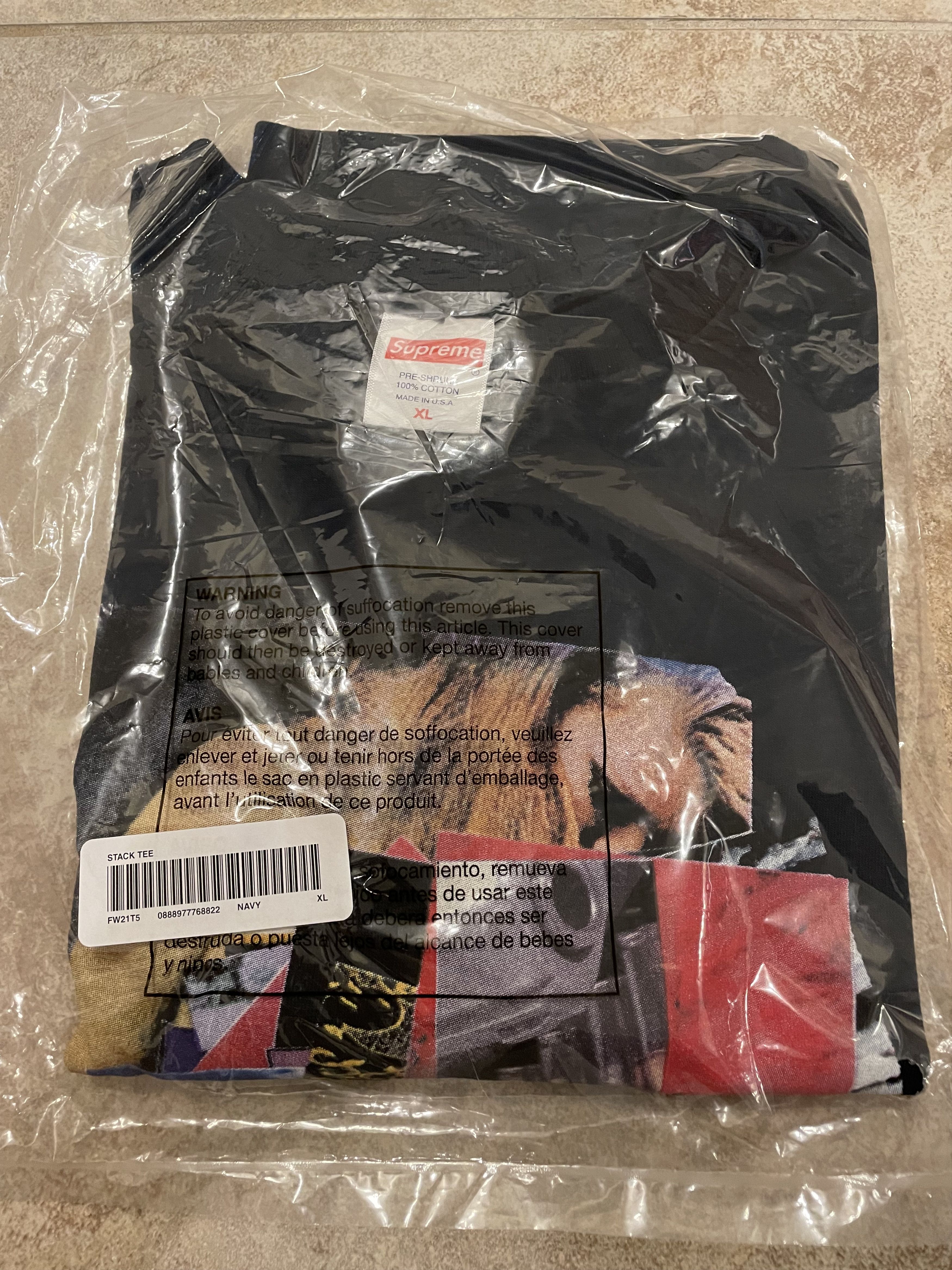 Supreme Supreme FW21 Stack Tee T-Shirt Navy XL Size US XL / EU 56 / 4 - 1 Thumbnail