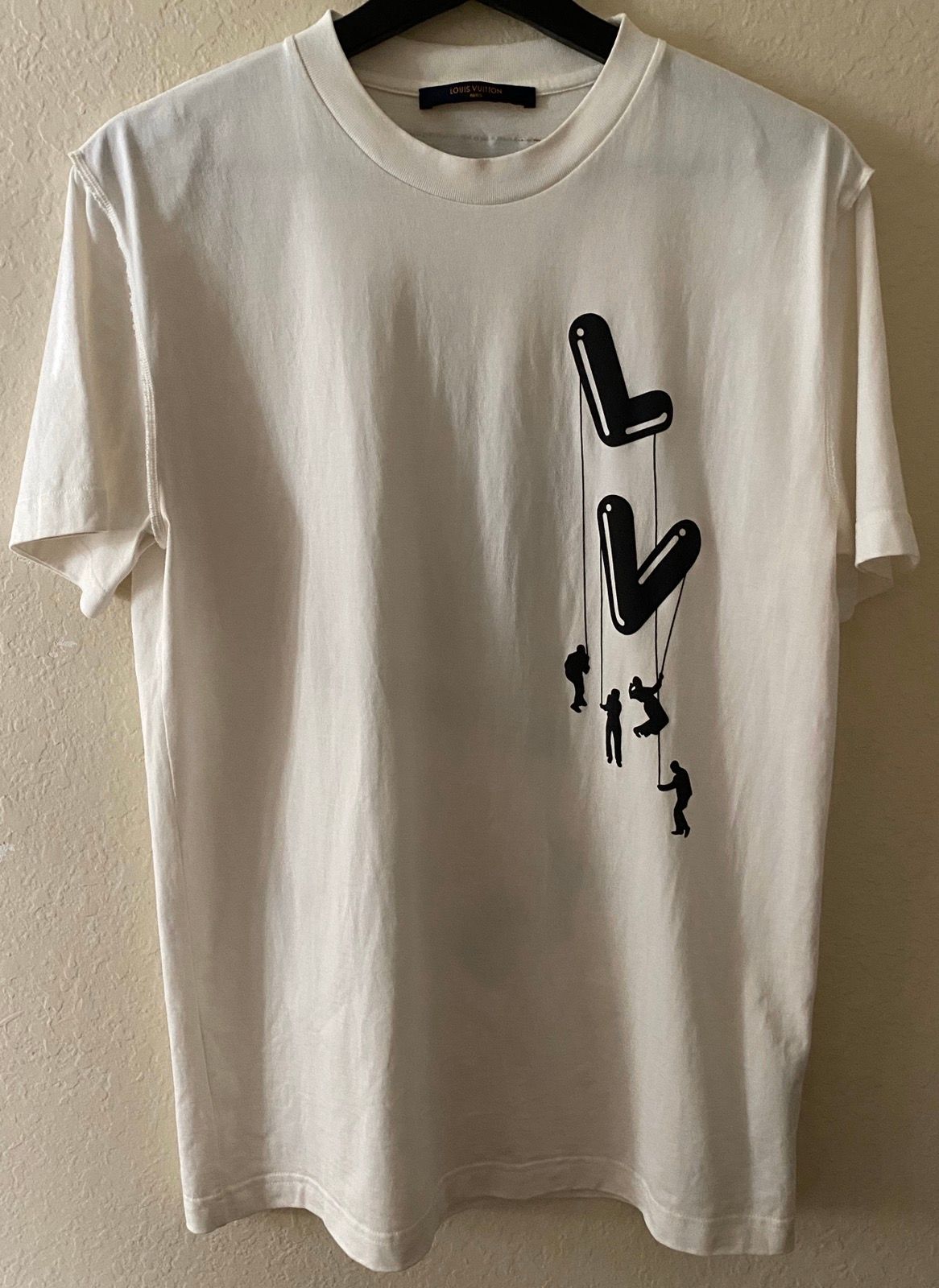 LOUIS VUITTON Floating LV printed Inside out Crew neck T-Shirt S White Auth  Used