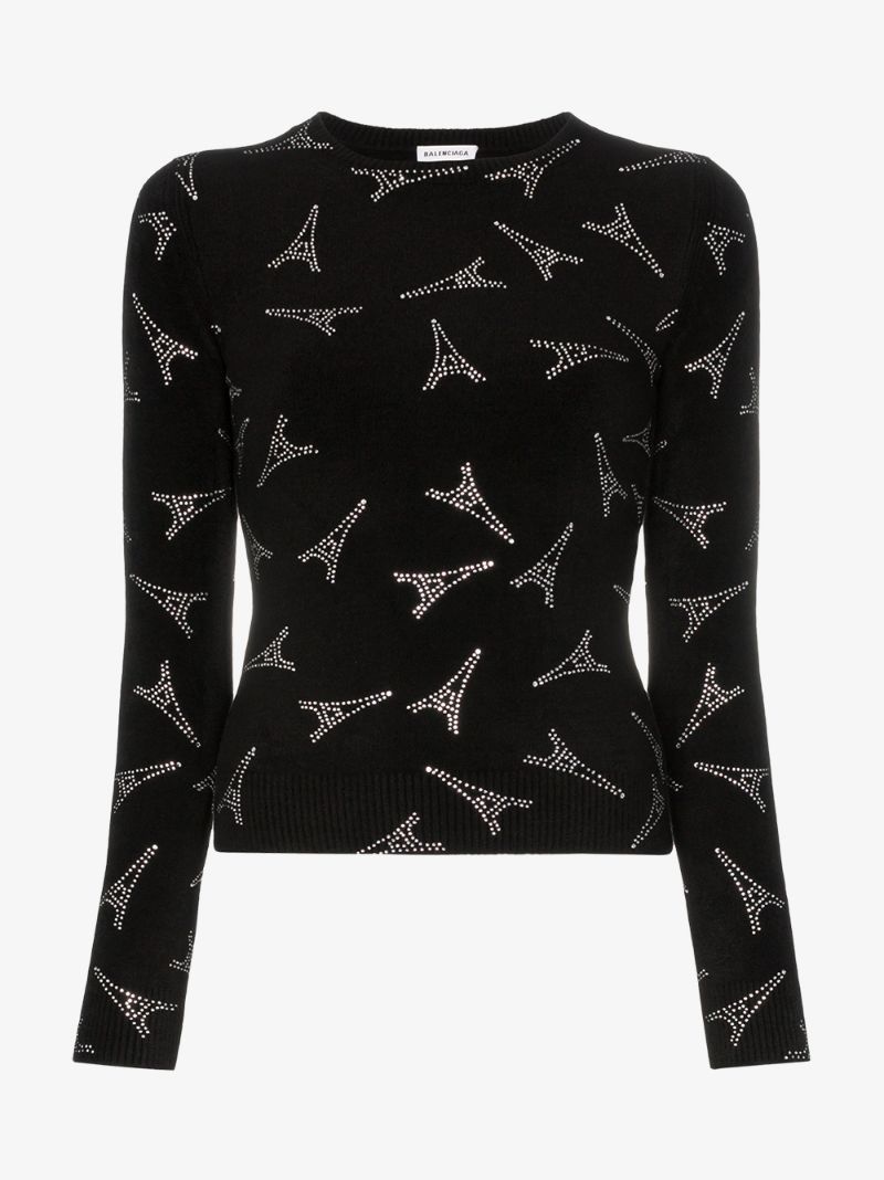 SS2019 Swarovski Velvet Eiffel Tower Knitwear