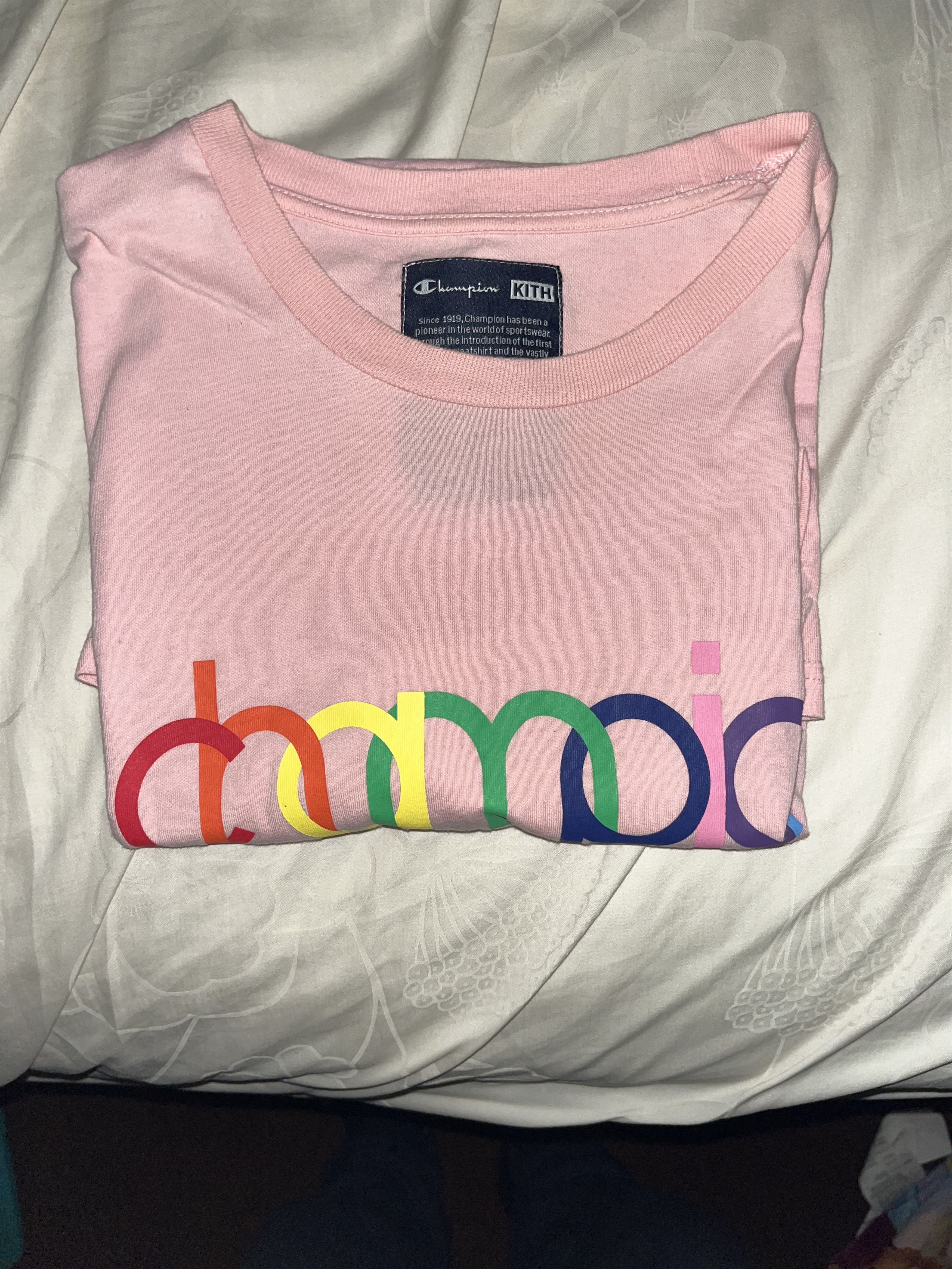 Champion rainbow logo tee sale