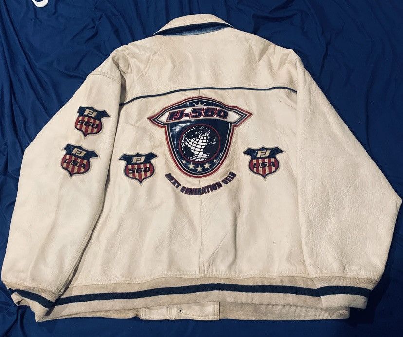 Genuine Leather × Streetwear × Vintage 1998 Fat Joe FJ560 White Leather  jacket with patches sz 3xl | Grailed