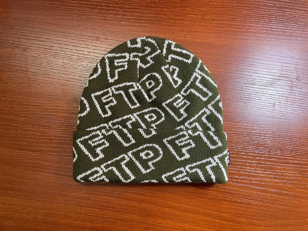 Fuck The Population FTP ALL OVER OUTLINE LOGO BEANIE(OLIVE) Size ONE SIZE - 1 Thumbnail