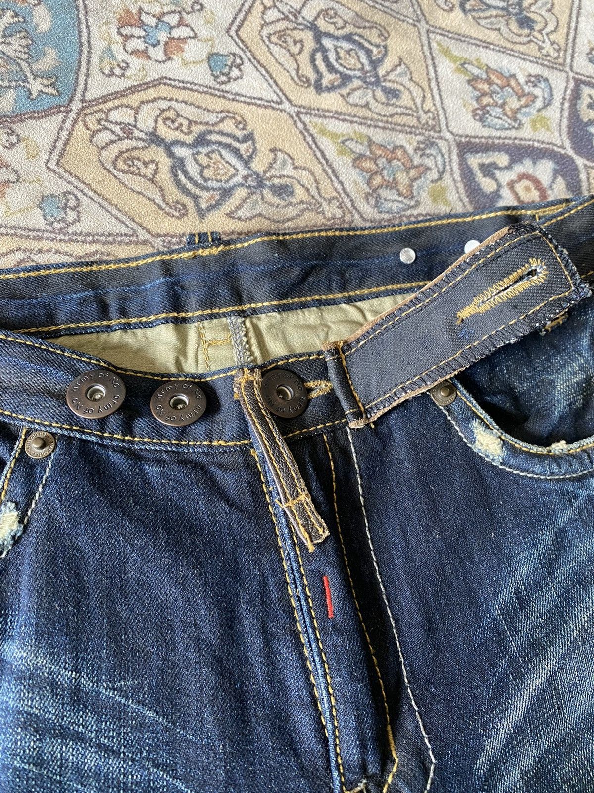 Japanese Brand ARMY OF NO JAPAN Denim Leather zipper Nice Design Size US 34 / EU 50 - 13 Thumbnail