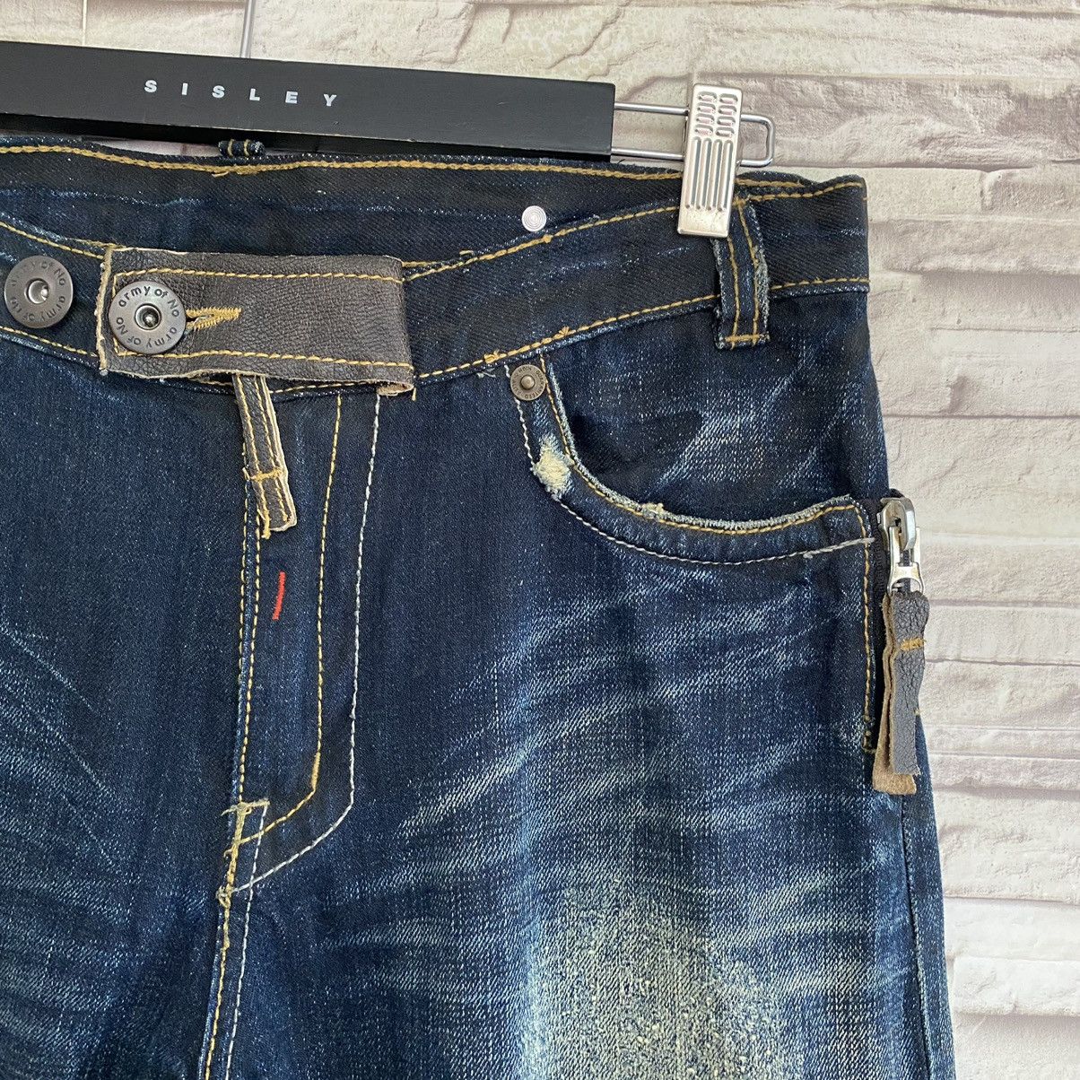 Japanese Brand ARMY OF NO JAPAN Denim Leather zipper Nice Design Size US 34 / EU 50 - 6 Thumbnail