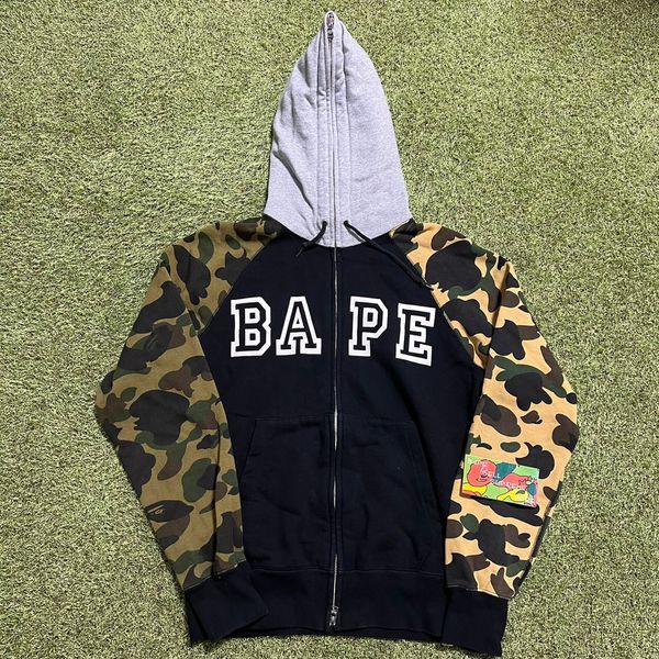 Black and green bape hoodie hot sale