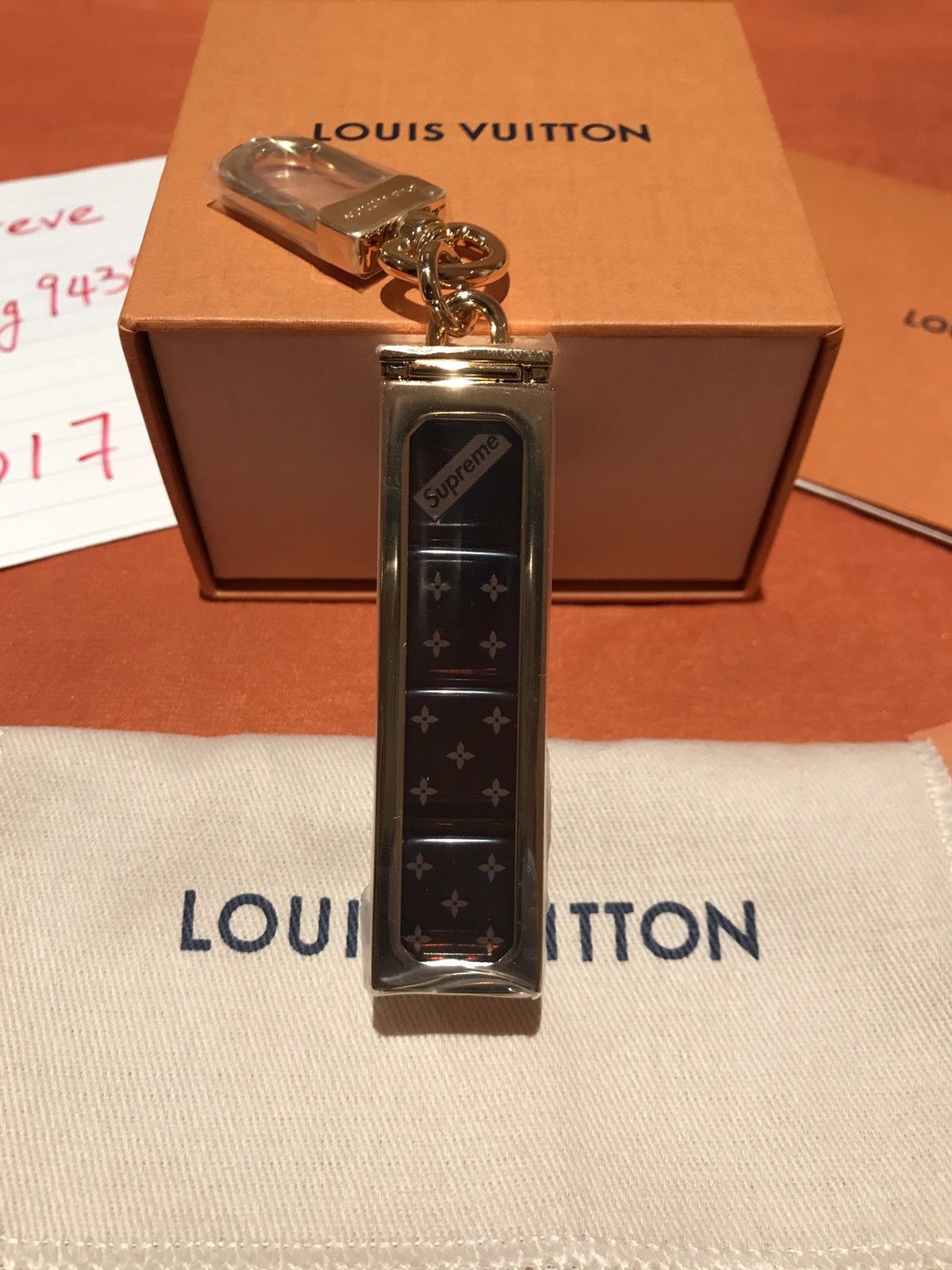 Louis Vuitton x Supreme Collaboration Dice Key Ring red rare USED