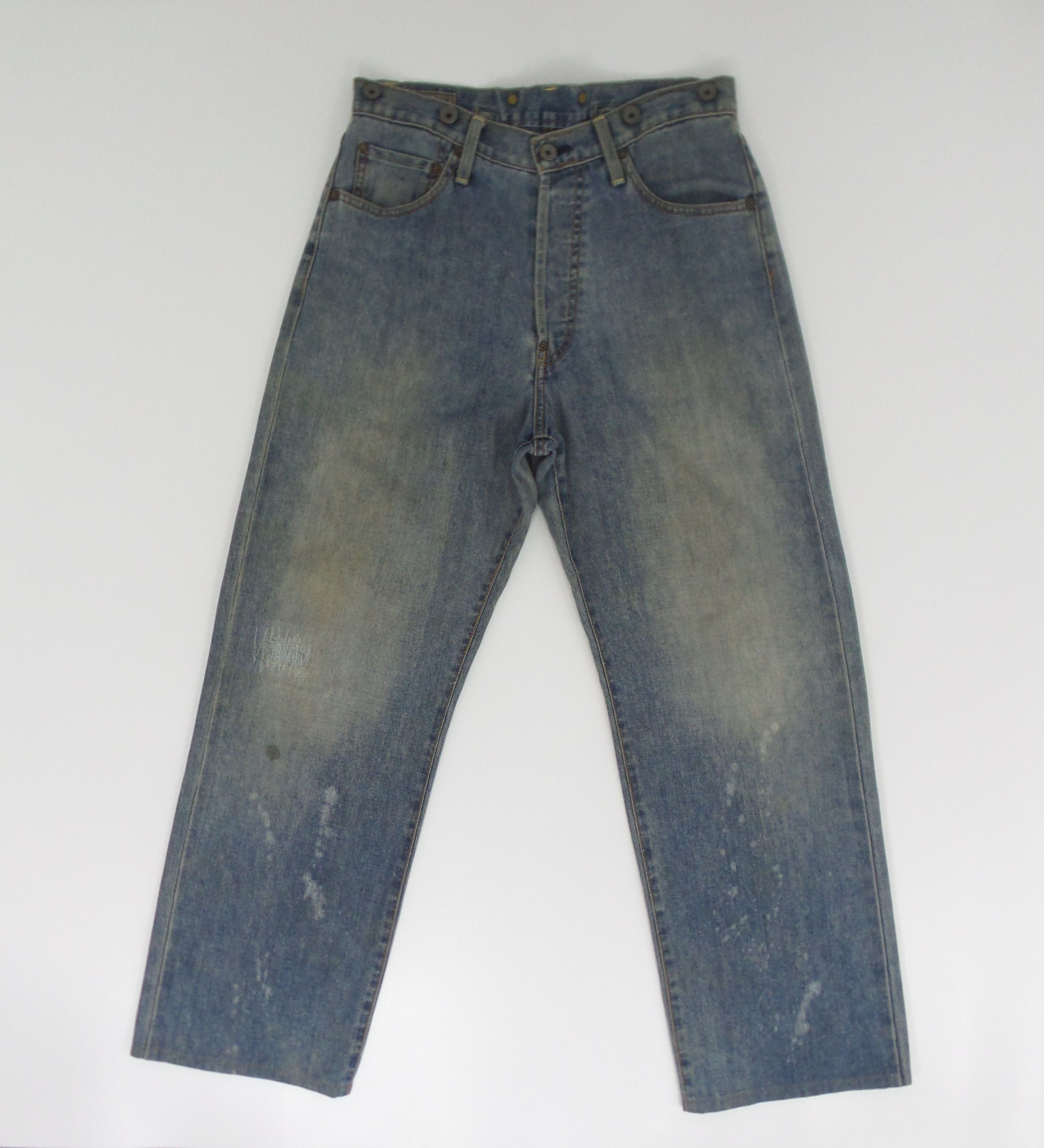 Japanese Brand DISTRESSED Blue Way Buckle Back Selvedge Jeans W30xL41 Size US 30 / EU 46 - 1 Thumbnail