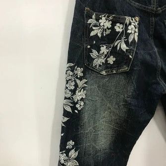 Japanese Brand × Vintage 💣OFFER Vtg SUKAJAN FISH DANCE Embroidery Denim Jeans Size US 36 / EU 52 - 8 Thumbnail