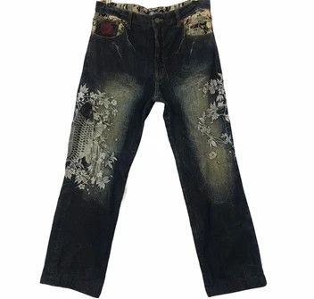 Japanese Brand × Vintage 💣OFFER Vtg SUKAJAN FISH DANCE Embroidery Denim Jeans Size US 36 / EU 52 - 1 Thumbnail