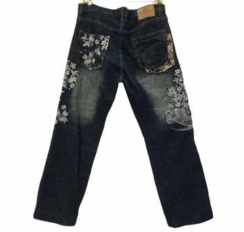Japanese Brand × Vintage 💣OFFER Vtg SUKAJAN FISH DANCE Embroidery Denim Jeans Size US 36 / EU 52 - 2 Thumbnail