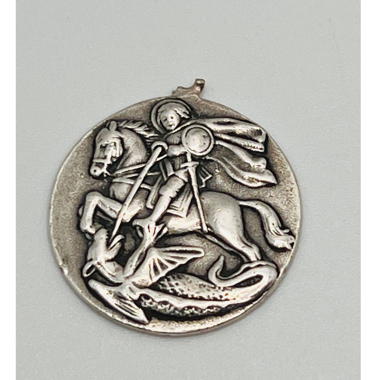 Vintage Saint George Dragon Slayer Medallion Necklace