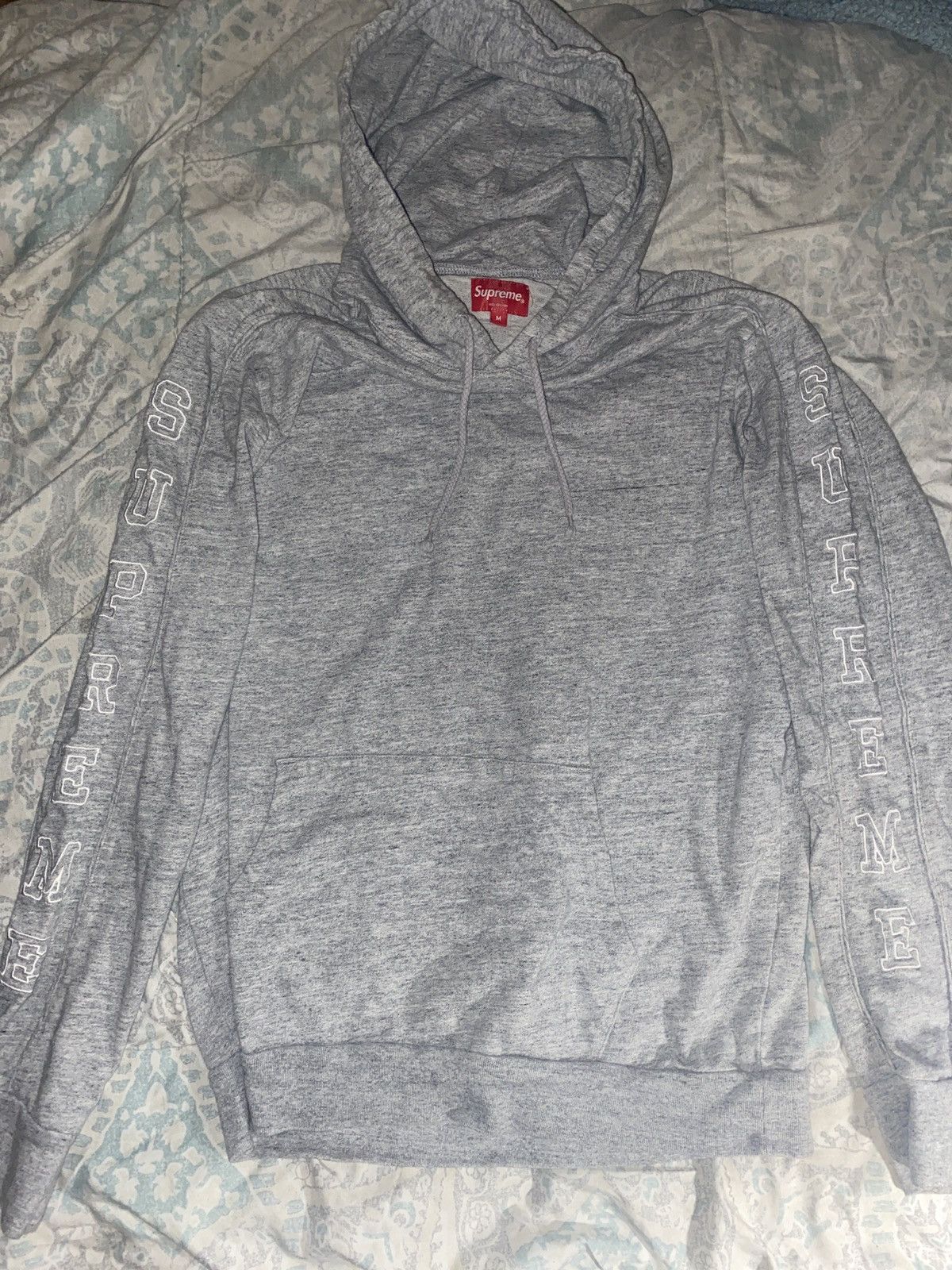 Grey store Supreme Raised Embroidered Hoodie