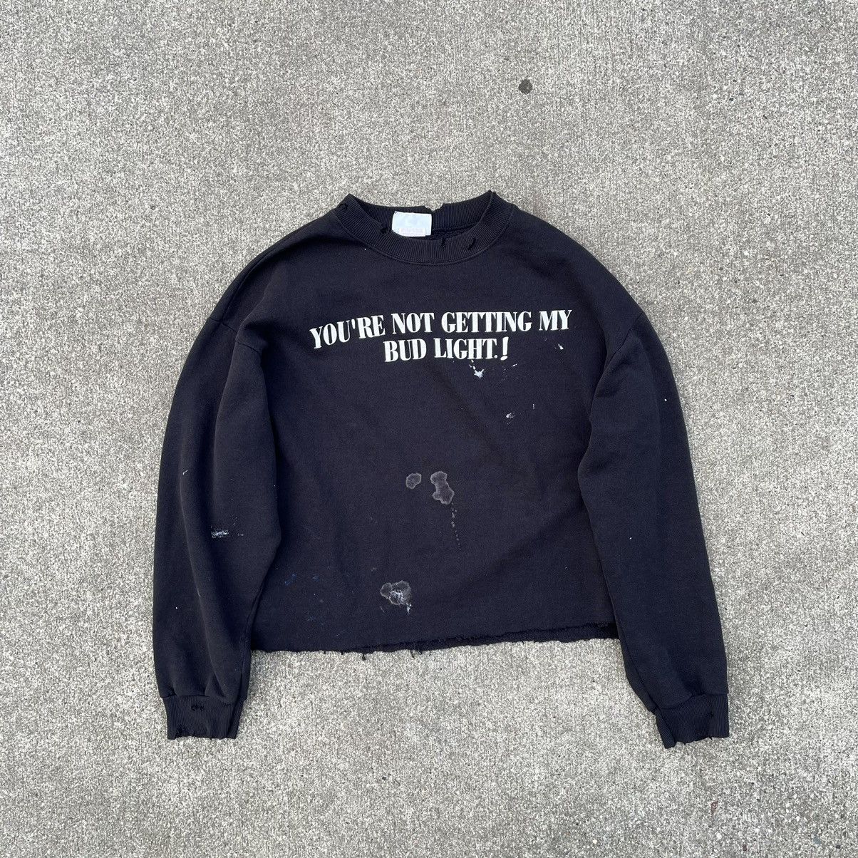 Budweiser × Vintage Rare Bud Light Destroyed Sweater Size US S / EU 44-46 / 1 - 1 Thumbnail