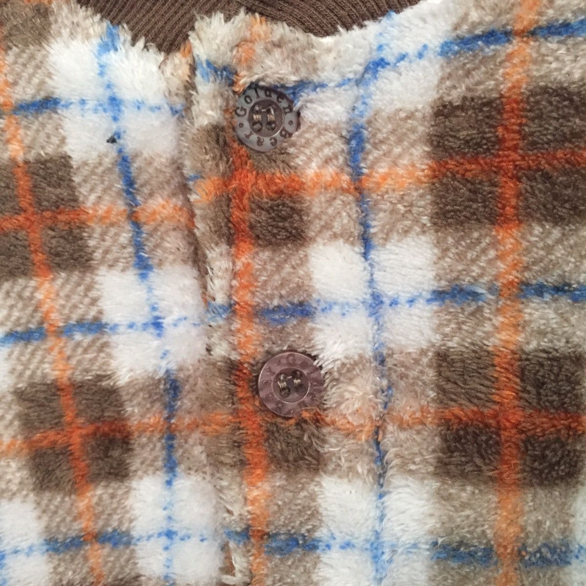 Golden Bear Checkered Golden Bear Fleece Button Sweater/Sweatshirt Size US L / EU 52-54 / 3 - 6 Thumbnail