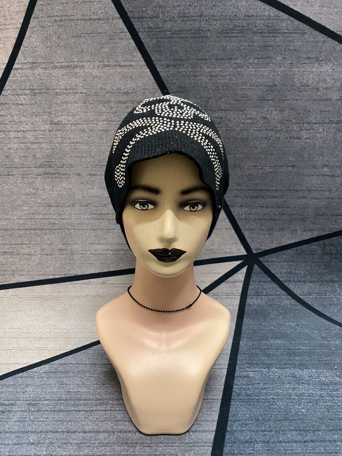 Japanese Brand Unknown Sparkling Skull Skeleton Punk Beanie Hat Size ONE SIZE - 2 Thumbnail