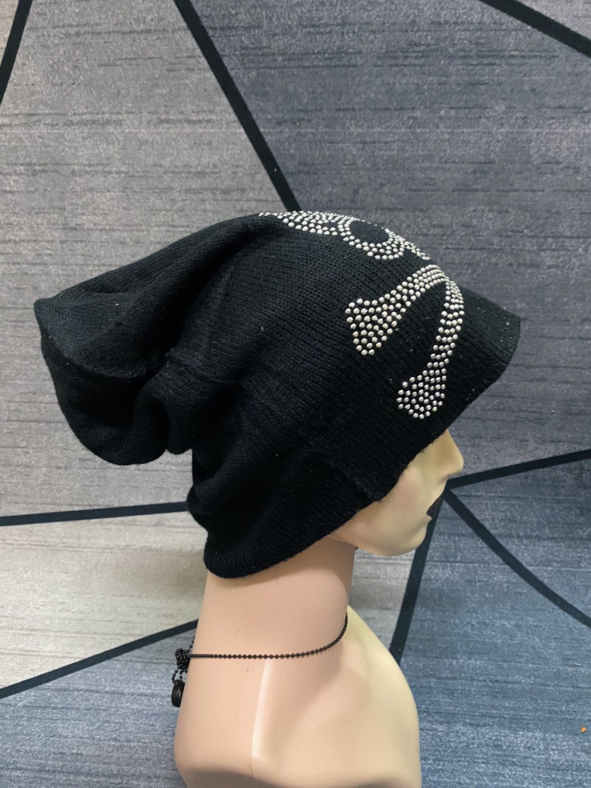 Japanese Brand Unknown Sparkling Skull Skeleton Punk Beanie Hat Size ONE SIZE - 3 Thumbnail