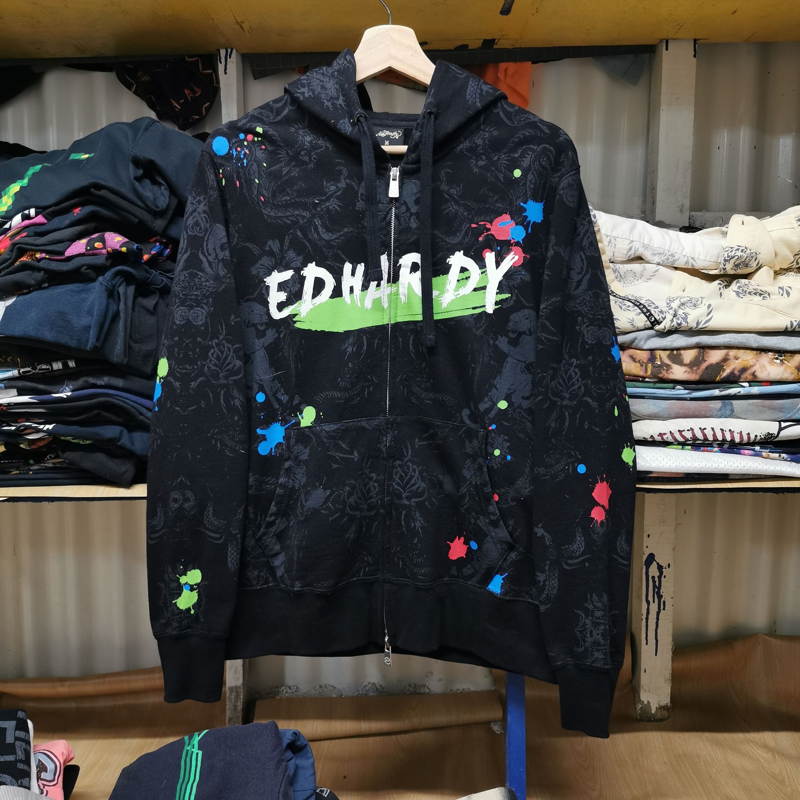 Christian Audigier × Ed Hardy × Vintage Full Print Ed hardy Hoodie zipper Size US M / EU 48-50 / 2 - 8 Thumbnail