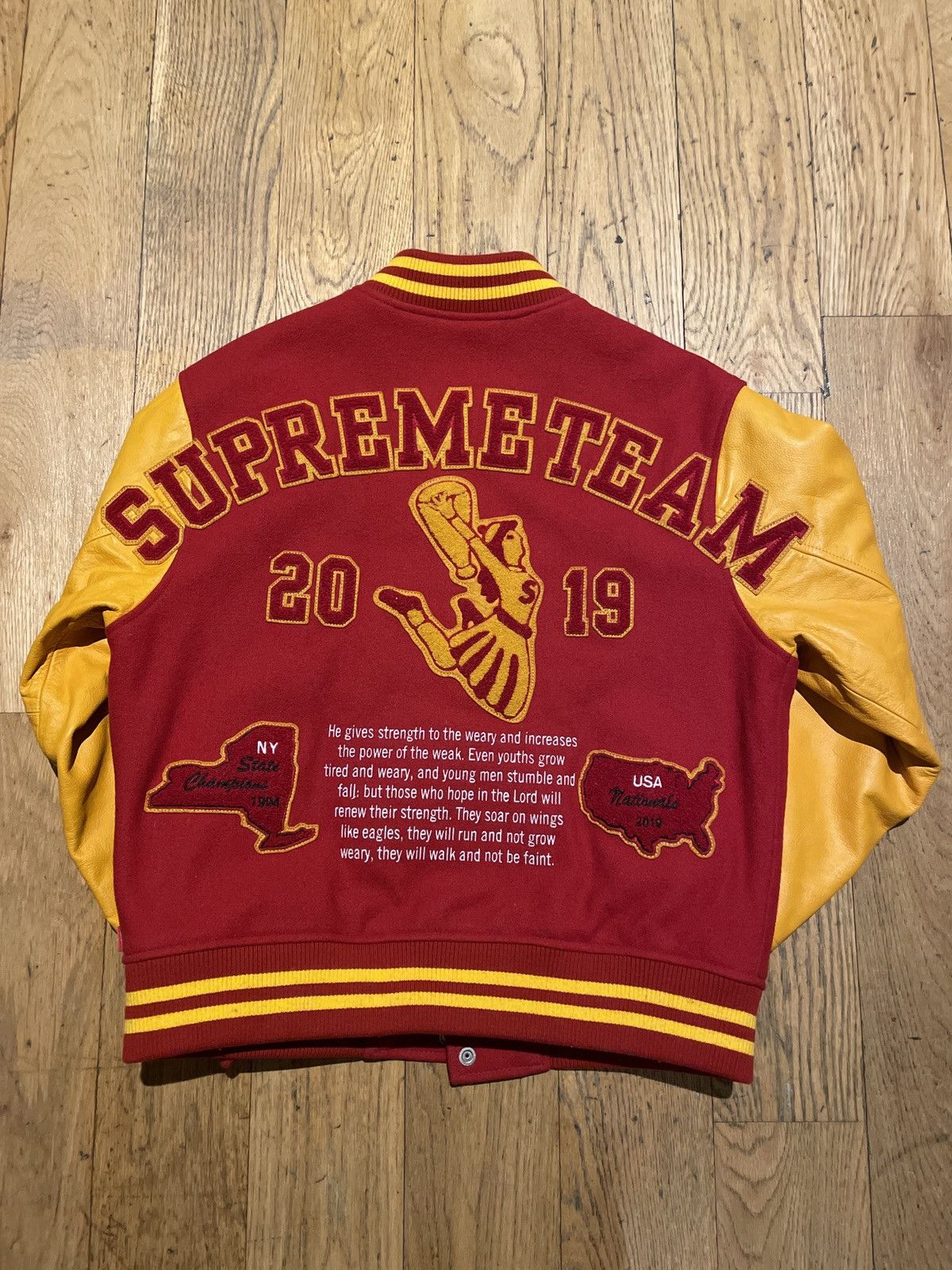 Supreme Supreme Team Team Varsity Jacket Red / Yellow Size Medium Size US M / EU 48-50 / 2 - 7 Thumbnail
