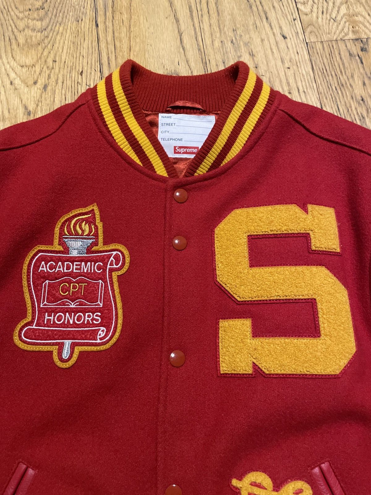 Supreme Supreme Team Team Varsity Jacket Red / Yellow Size Medium Size US M / EU 48-50 / 2 - 2 Thumbnail