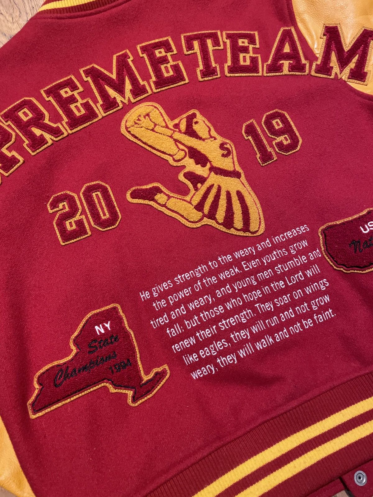 Supreme Supreme Team Team Varsity Jacket Red / Yellow Size Medium Size US M / EU 48-50 / 2 - 8 Thumbnail