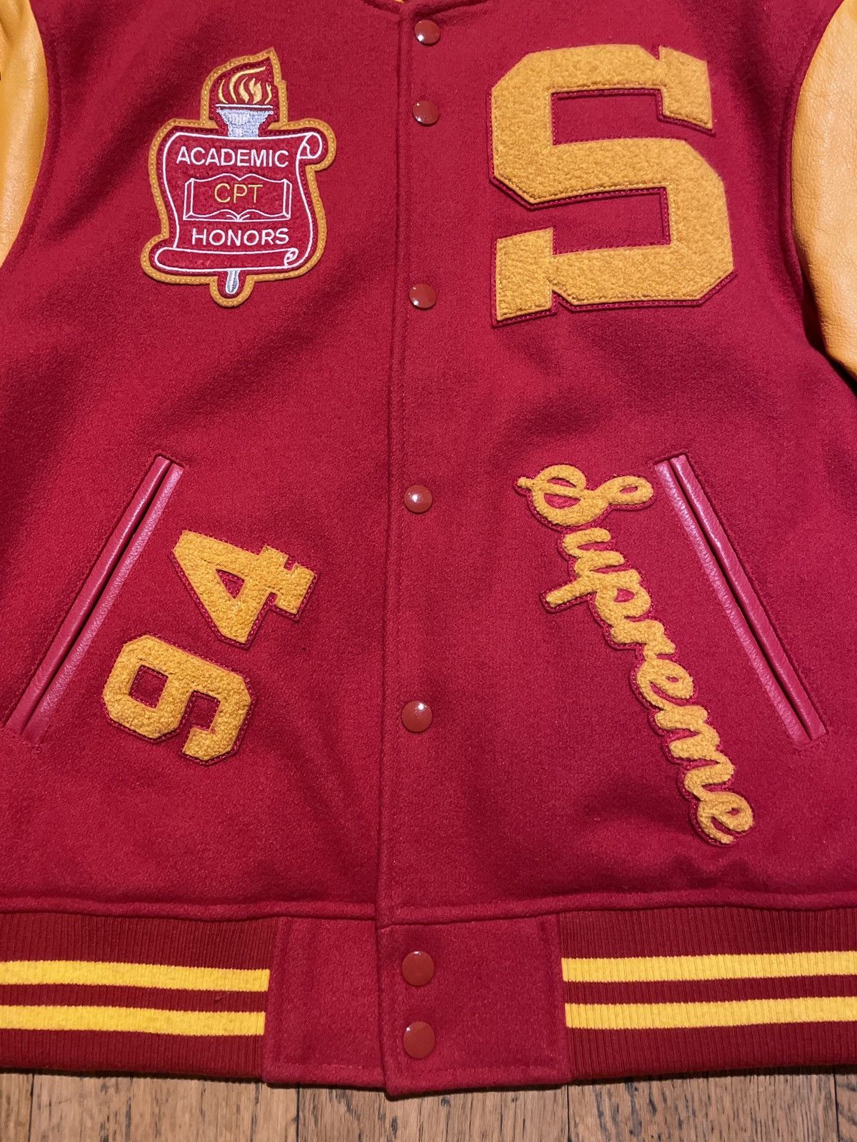 Supreme Supreme Team Team Varsity Jacket Red / Yellow Size Medium Size US M / EU 48-50 / 2 - 3 Thumbnail