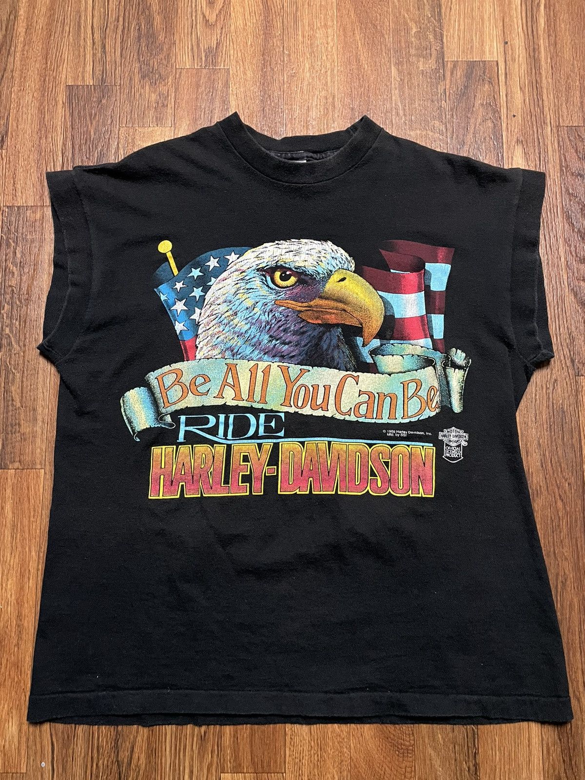 Vintage 1988 Harley Davidson RARE Be All You Can Be Sleeveless Shirt Size US M / EU 48-50 / 2 - 1 Thumbnail