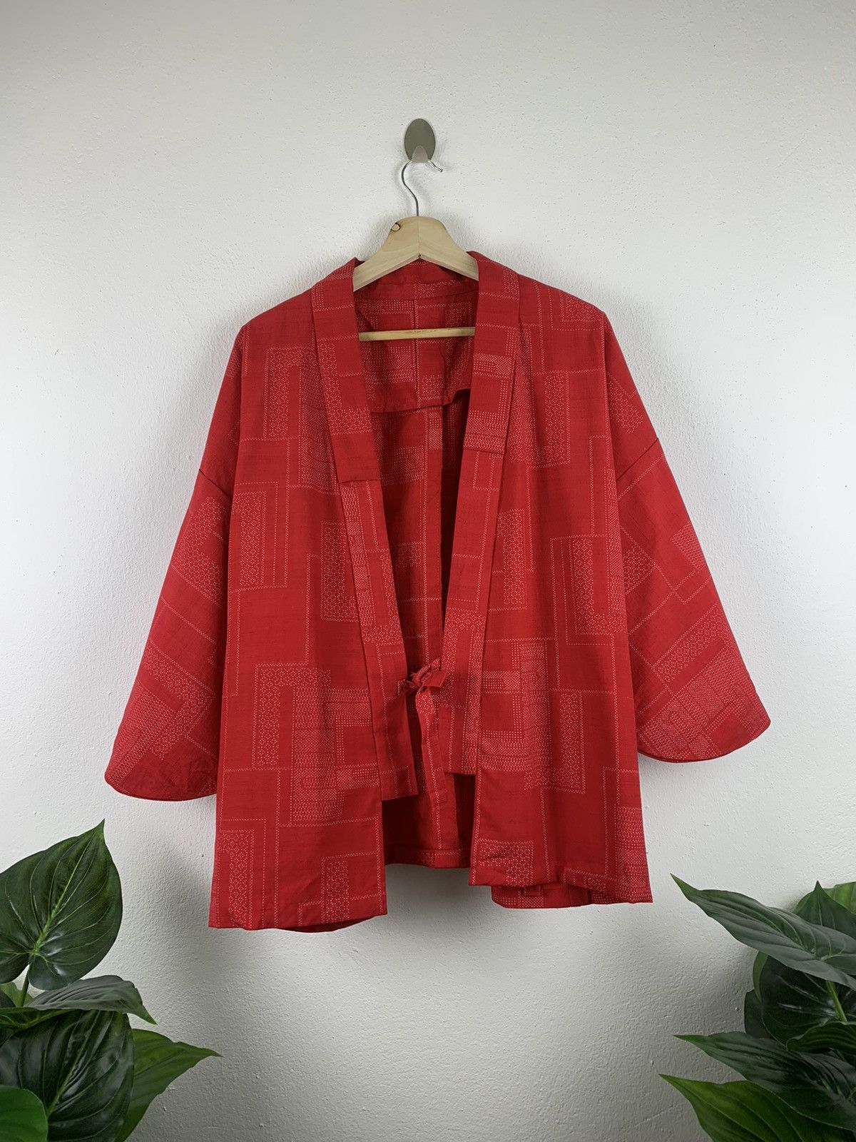 image of Komono Japanese Kimono Bandana Jacket in Red, Men's (Size Large)