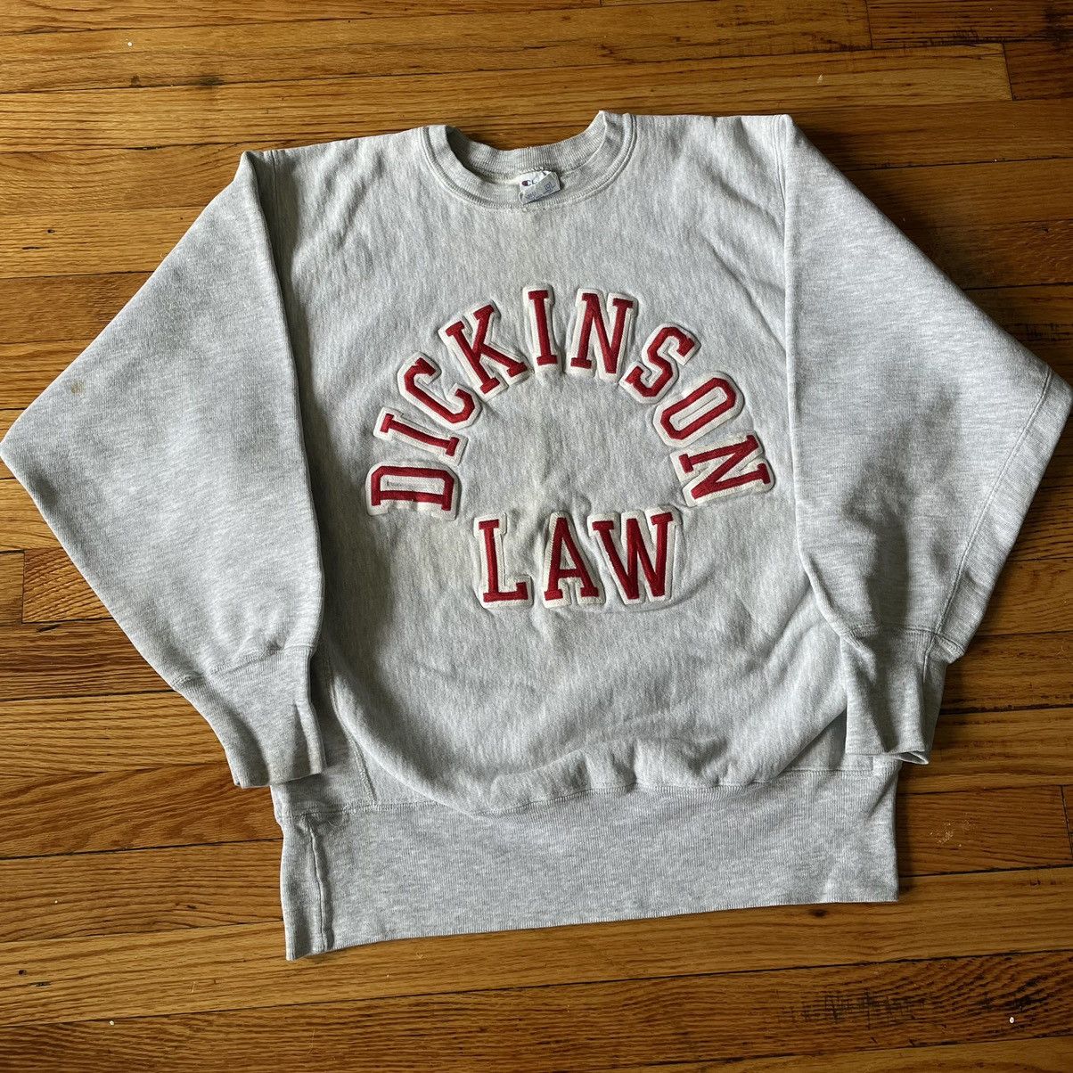 Vintage 80s Champion Reverse Weave Dickinson Law Grey popular Crewneck Size Men’s XL