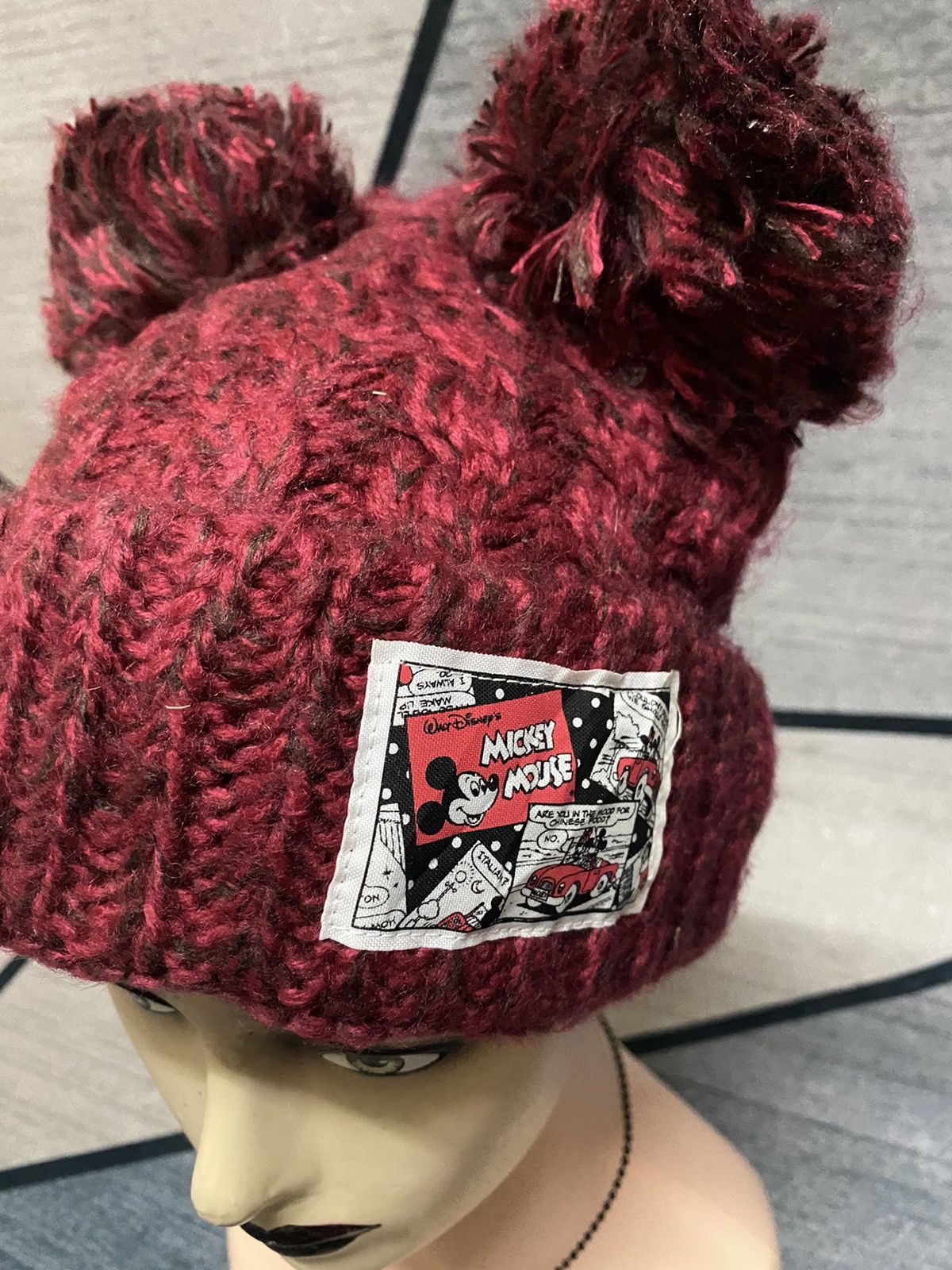 Disney Mickey Bunny Horn Devil Design Patches Logo Beanie Hat Size ONE SIZE - 3 Thumbnail