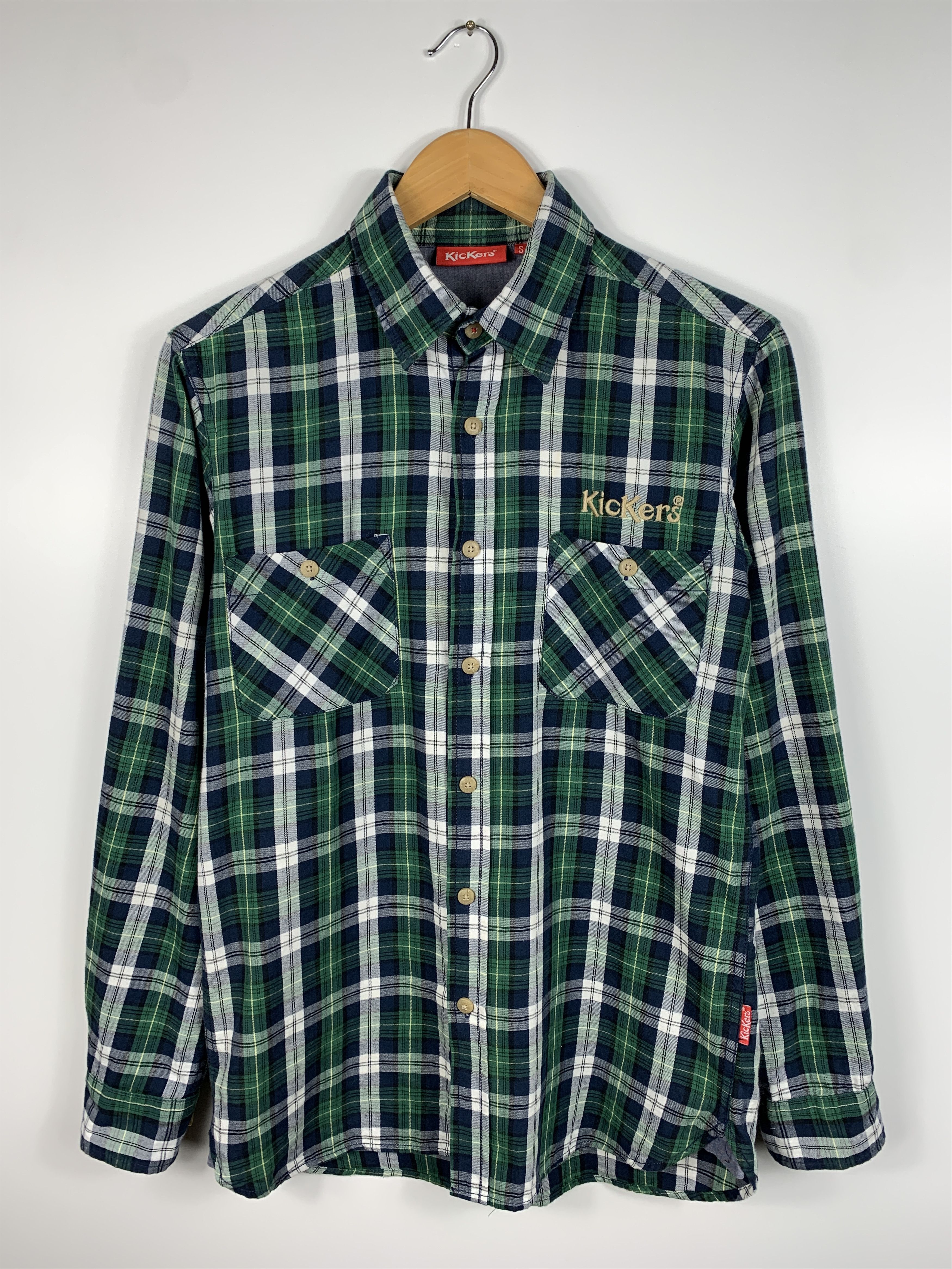 Kickers KICKERS Long Sleeve Button Down Check Shirt Green Size S Size US S / EU 44-46 / 1 - 1 Thumbnail