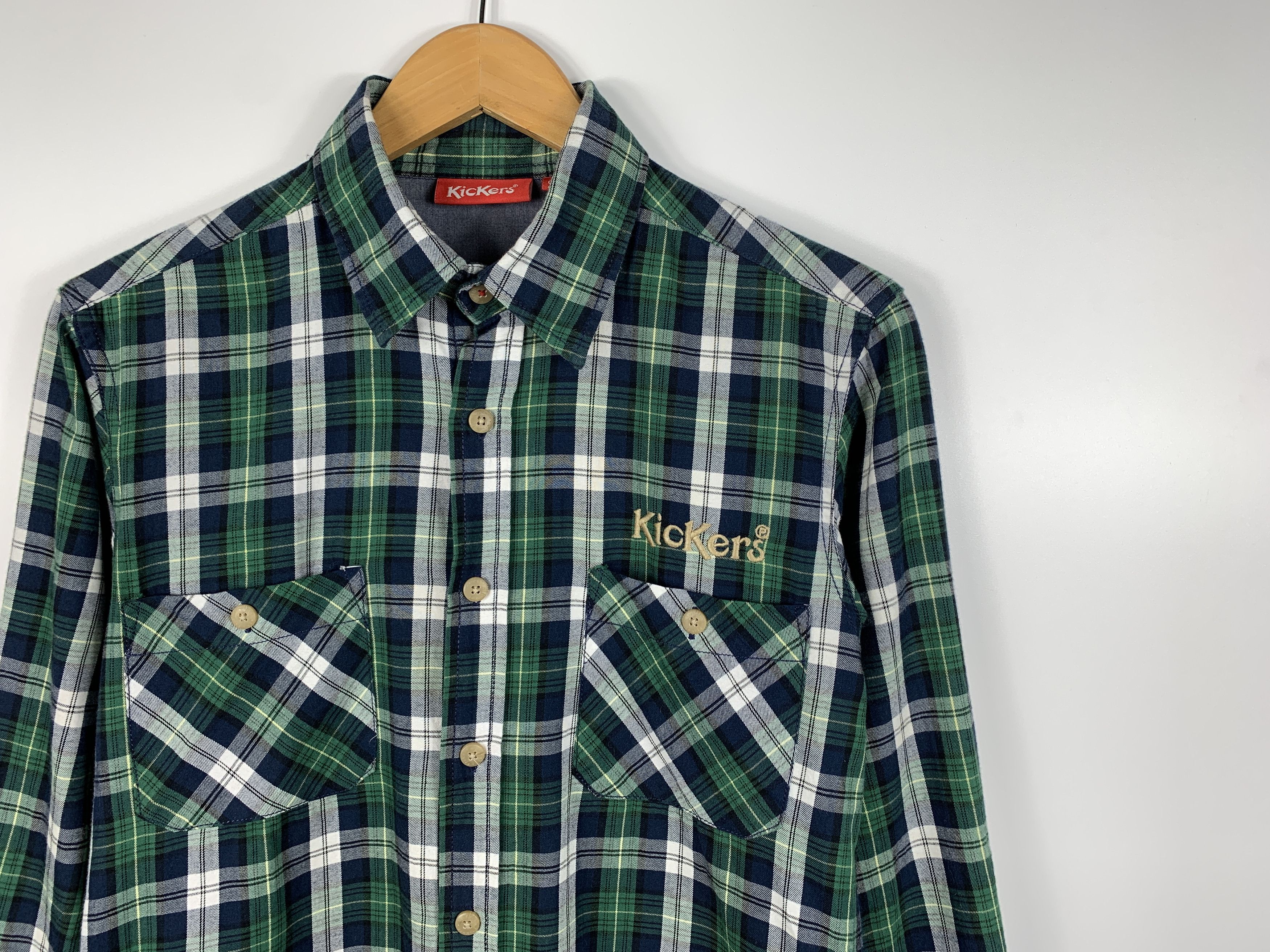 Kickers KICKERS Long Sleeve Button Down Check Shirt Green Size S Size US S / EU 44-46 / 1 - 2 Thumbnail