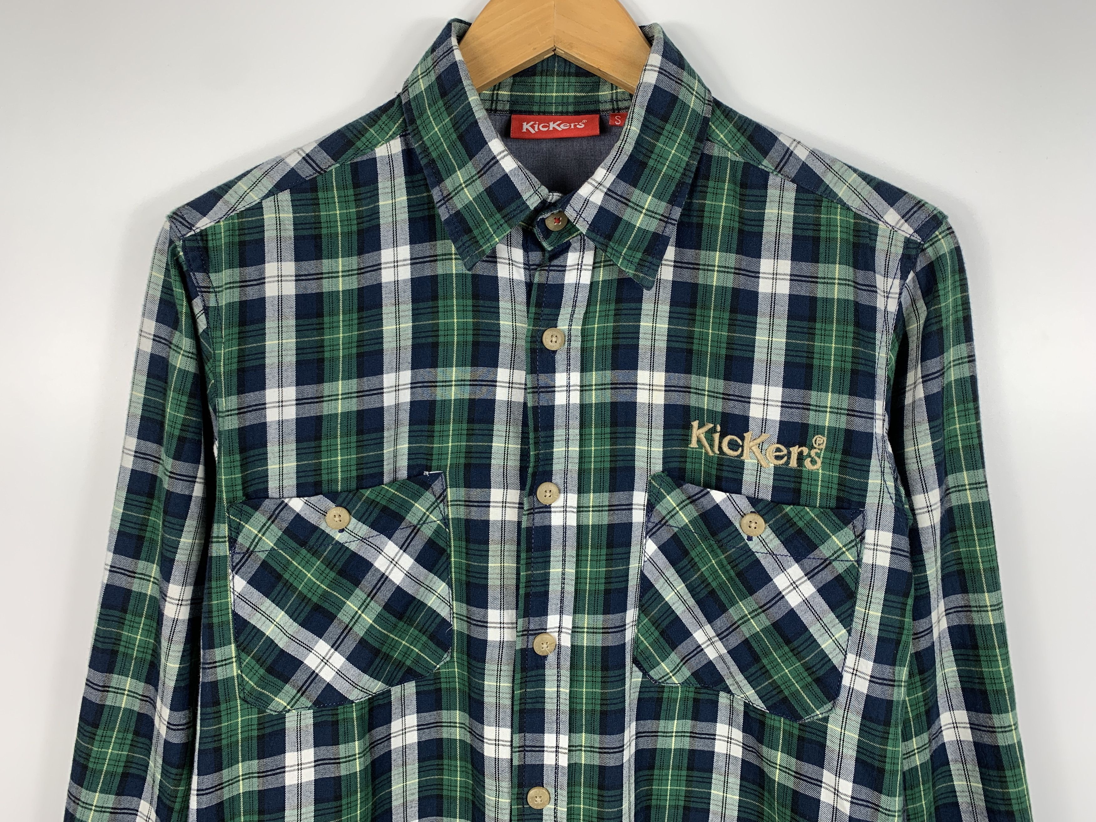 Kickers KICKERS Long Sleeve Button Down Check Shirt Green Size S Size US S / EU 44-46 / 1 - 3 Thumbnail