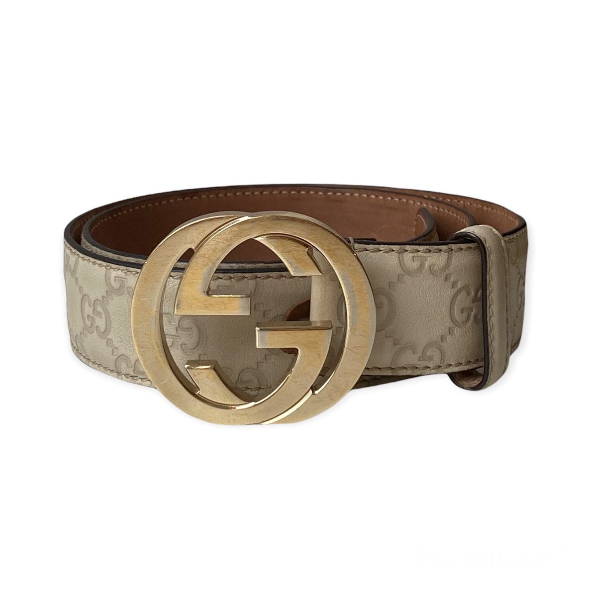 GUCCI BEIGE BELT GUCCISSIMA SUPREME Gg SIGNATURE GOLD BUCKL
