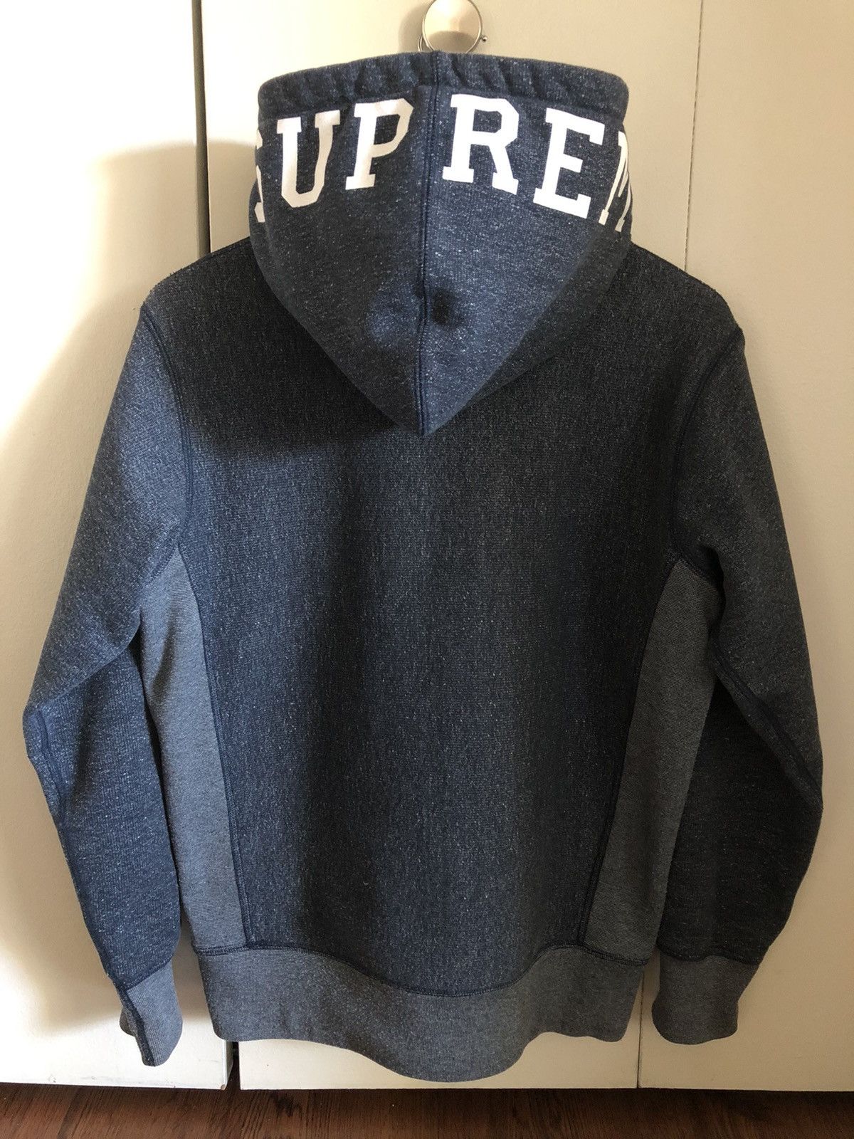 image of Supreme Vintage College Logo Pullover Hoodie in Navy, Men's (Size Small)