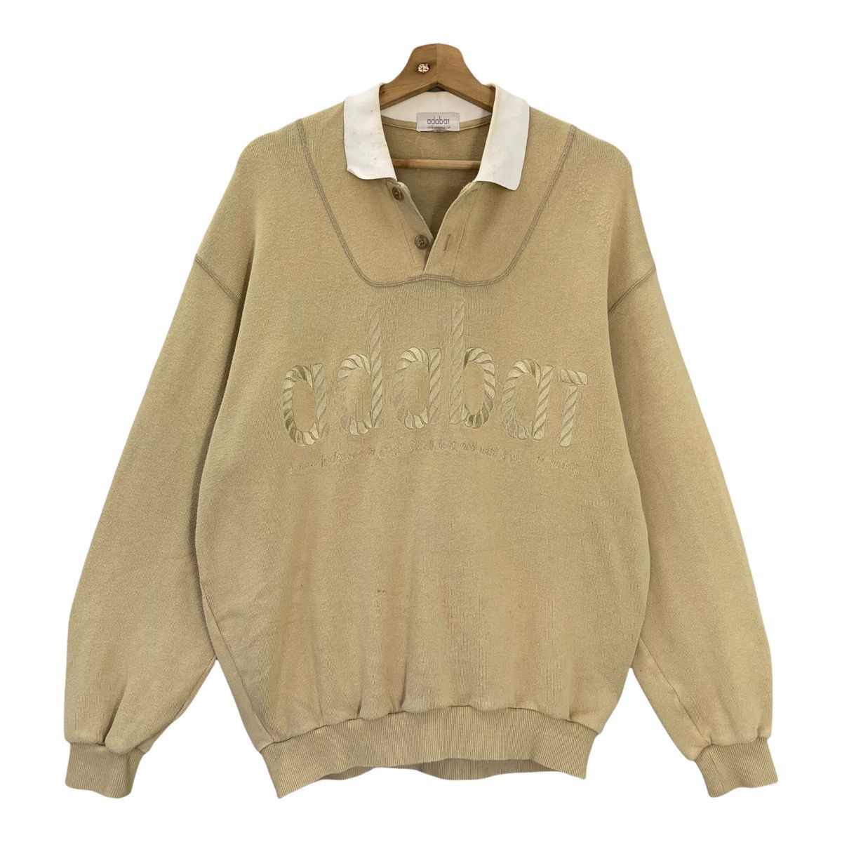 Issey Miyake × Japanese Brand Vintage Adabat Big Logo Embroidered Collar Sweatshirt Size L Size US L / EU 52-54 / 3 - 1 Thumbnail