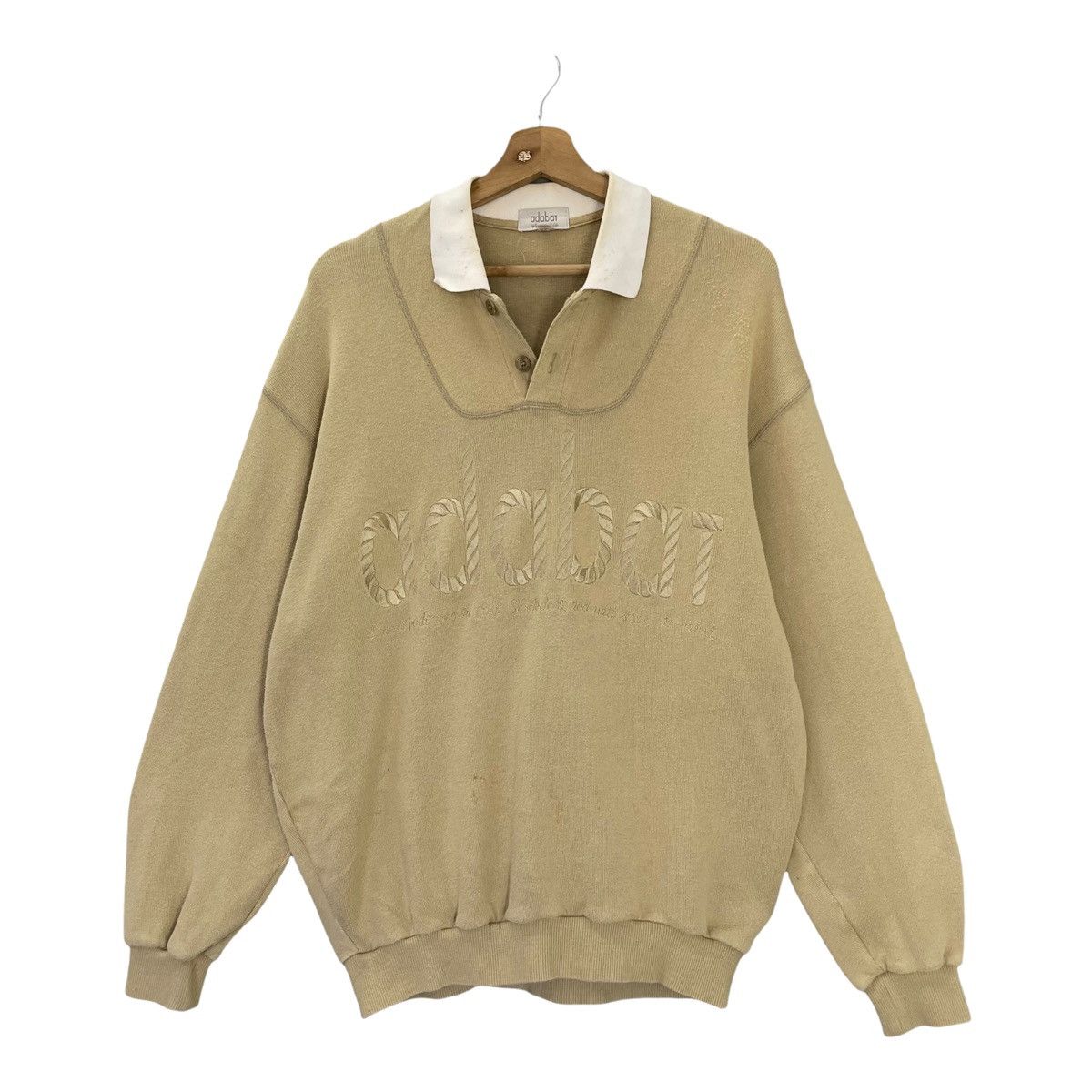 Issey Miyake × Japanese Brand Vintage Adabat Big Logo Embroidered Collar Sweatshirt Size L Size US L / EU 52-54 / 3 - 3 Thumbnail