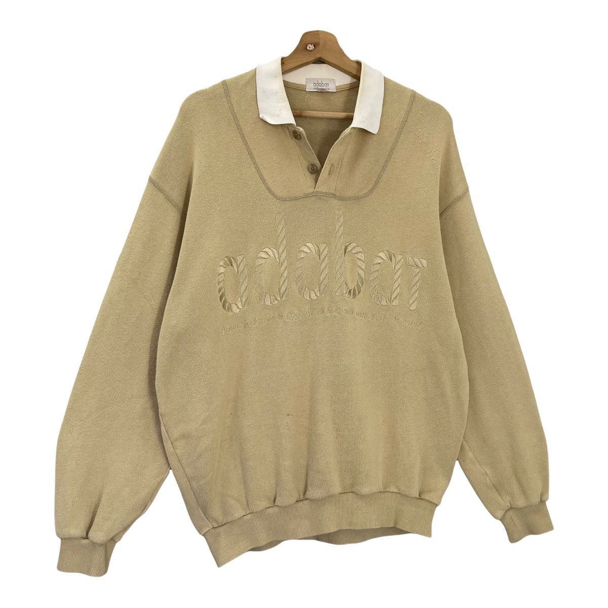 Issey Miyake × Japanese Brand Vintage Adabat Big Logo Embroidered Collar Sweatshirt Size L Size US L / EU 52-54 / 3 - 2 Thumbnail