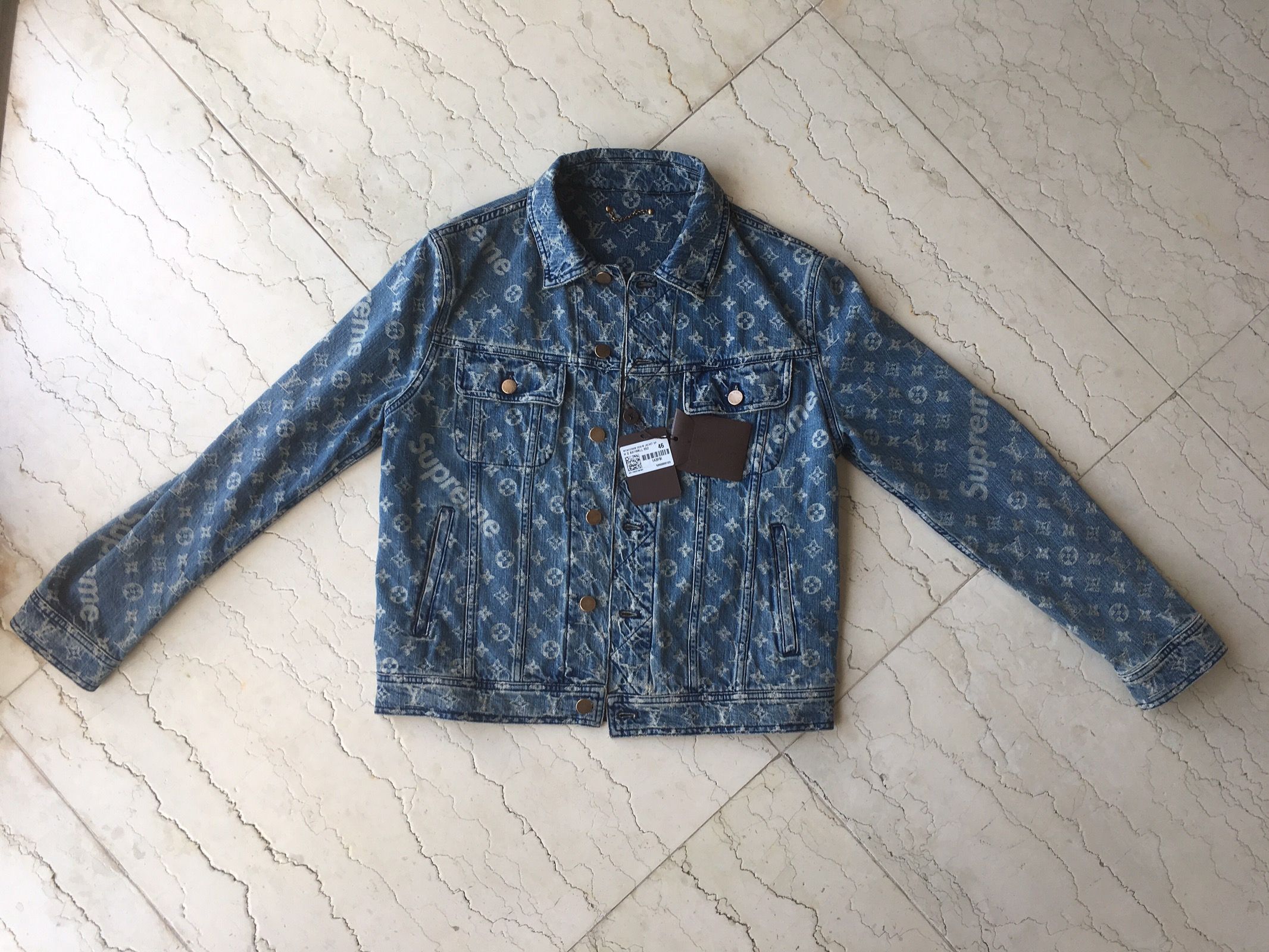 Jacket Louis Vuitton x Supreme Blue size 54 IT in Cotton - 29968224